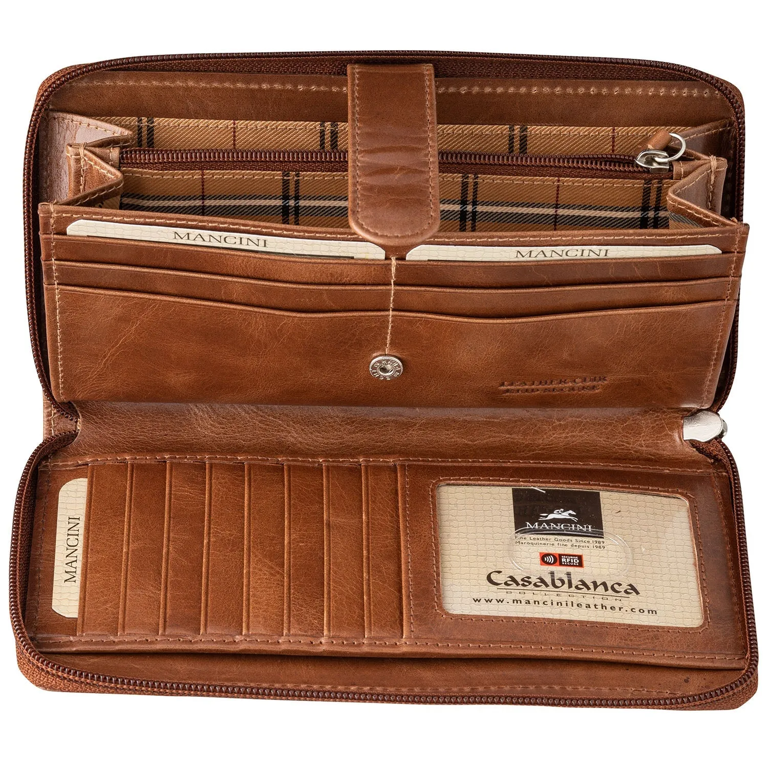 Mancini Leather Ladies Clutch Wallet
