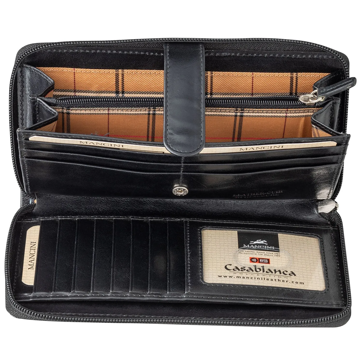 Mancini Leather Ladies Clutch Wallet