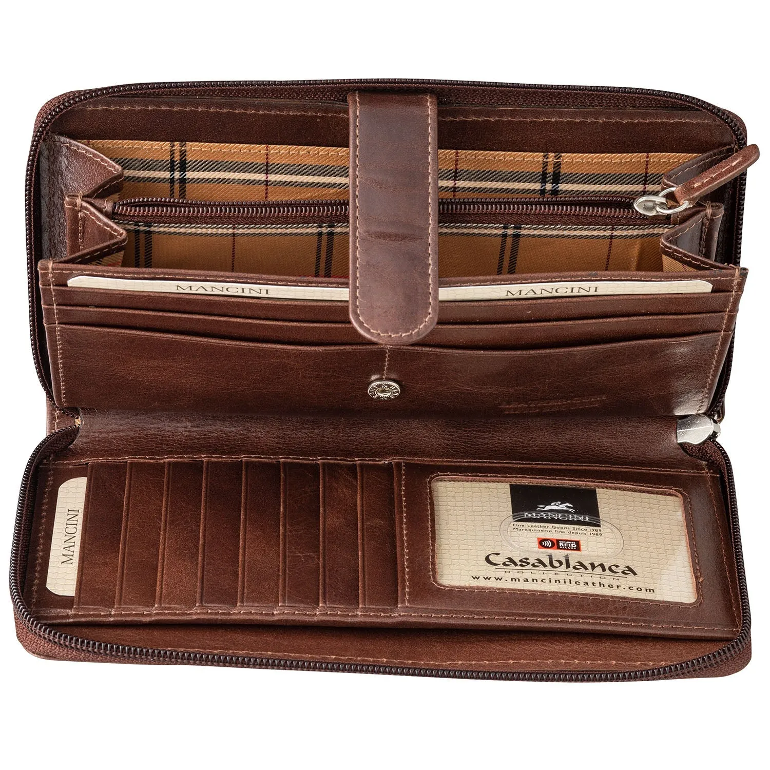 Mancini Leather Ladies Clutch Wallet