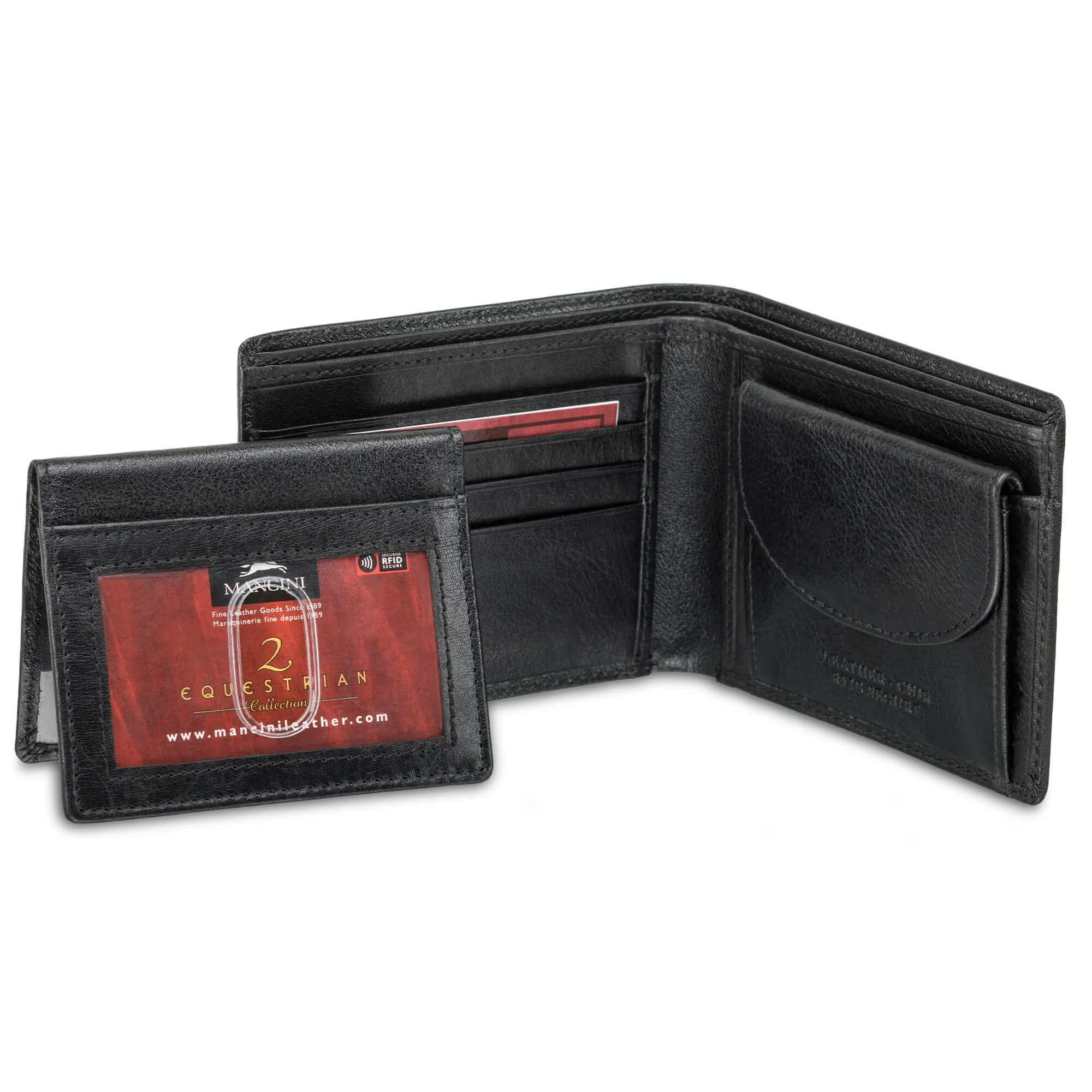 Mancini Men`s RFID Secure Wallet with Removable Passcase and Coin Pocket