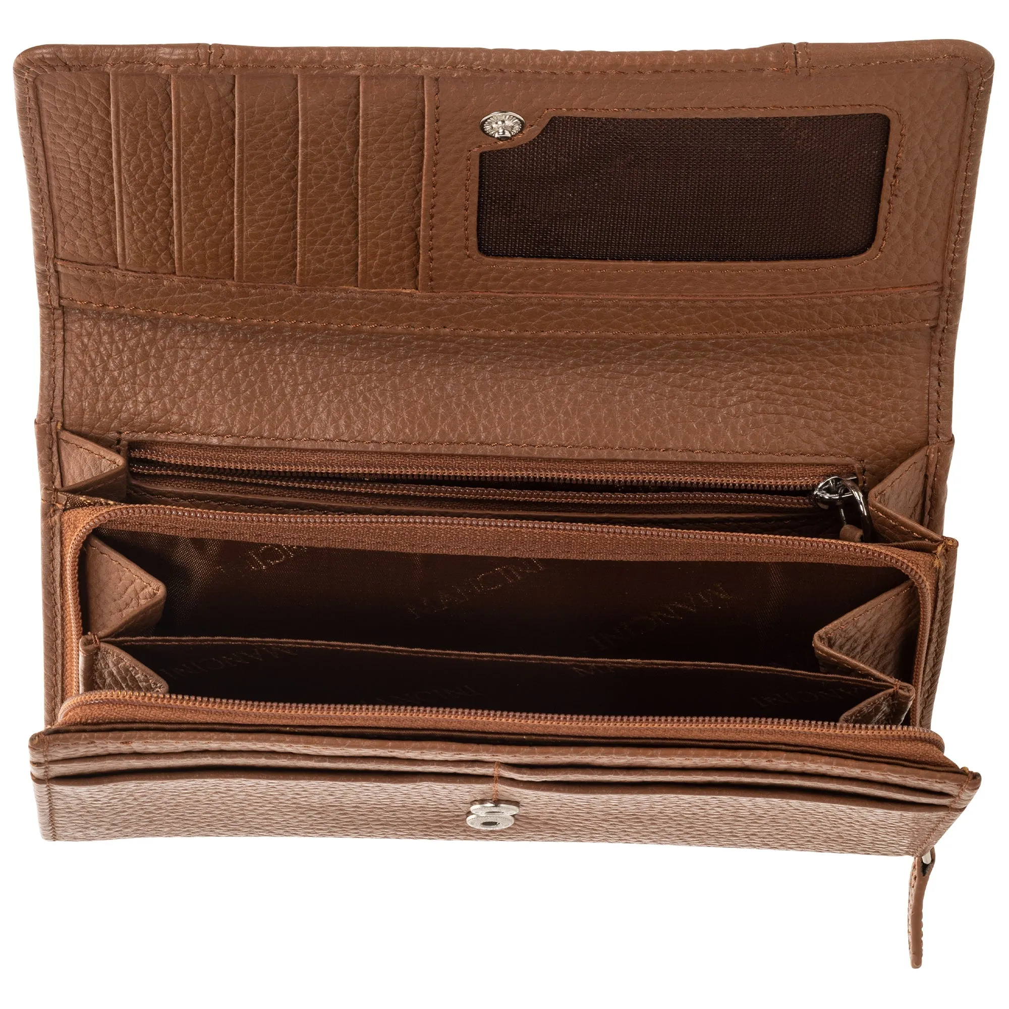Mancini Pebbled Ladies' RFID Medium Clutch Wallet