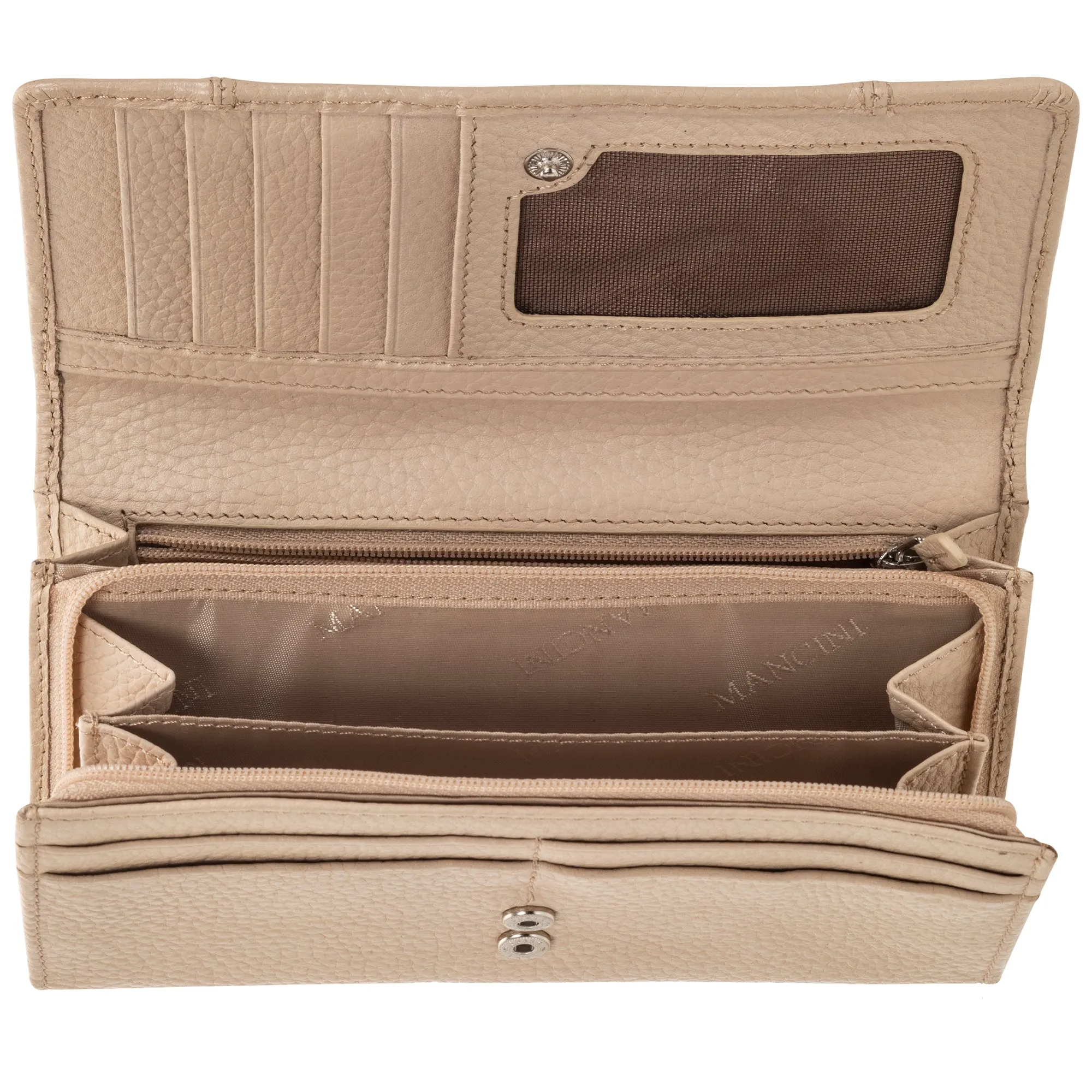 Mancini Pebbled Ladies' RFID Medium Clutch Wallet