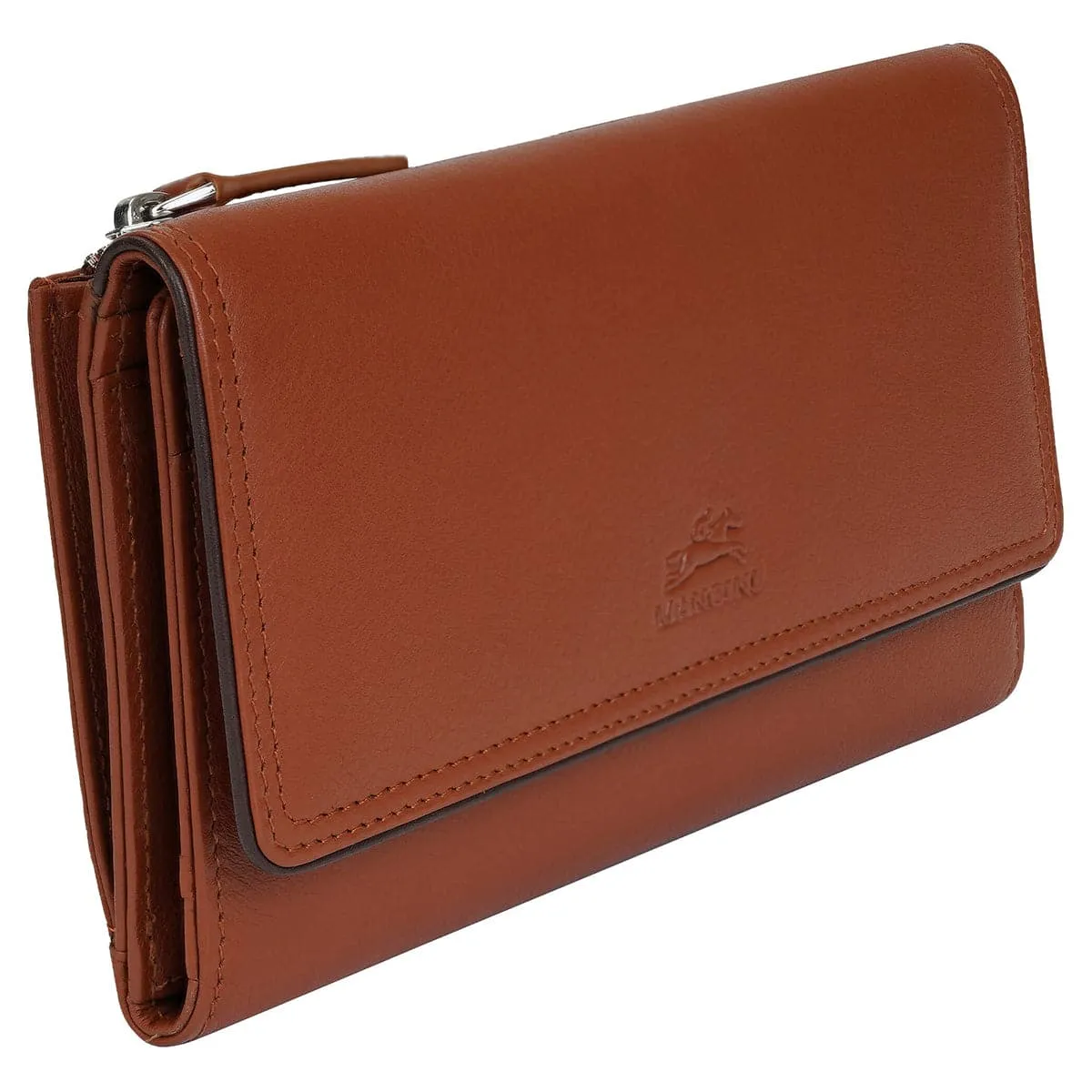 Mancini Sonoma Women's Medium Flapover Clutch Trifold Wallet with RFID Protection