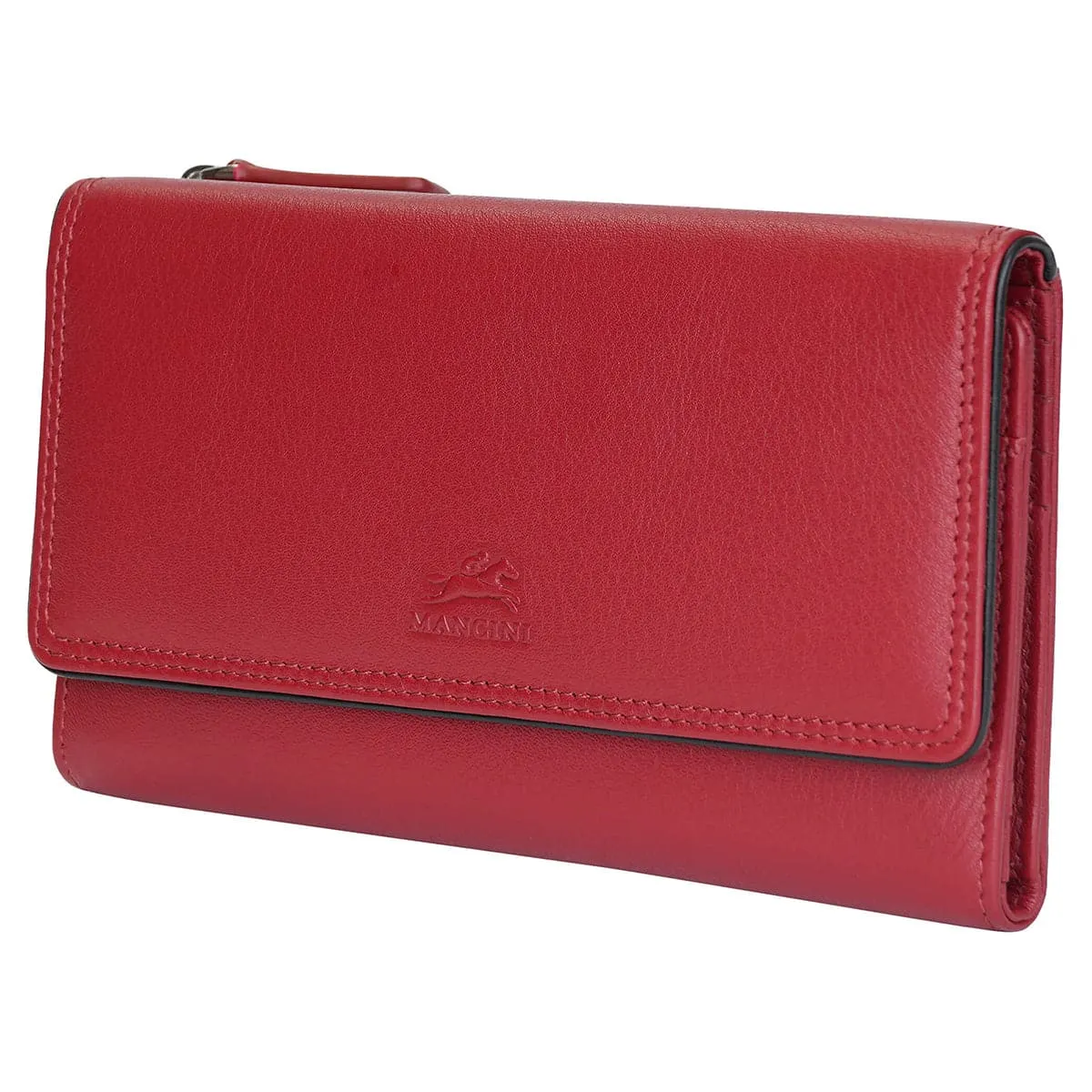 Mancini Sonoma Women's Medium Flapover Clutch Trifold Wallet with RFID Protection