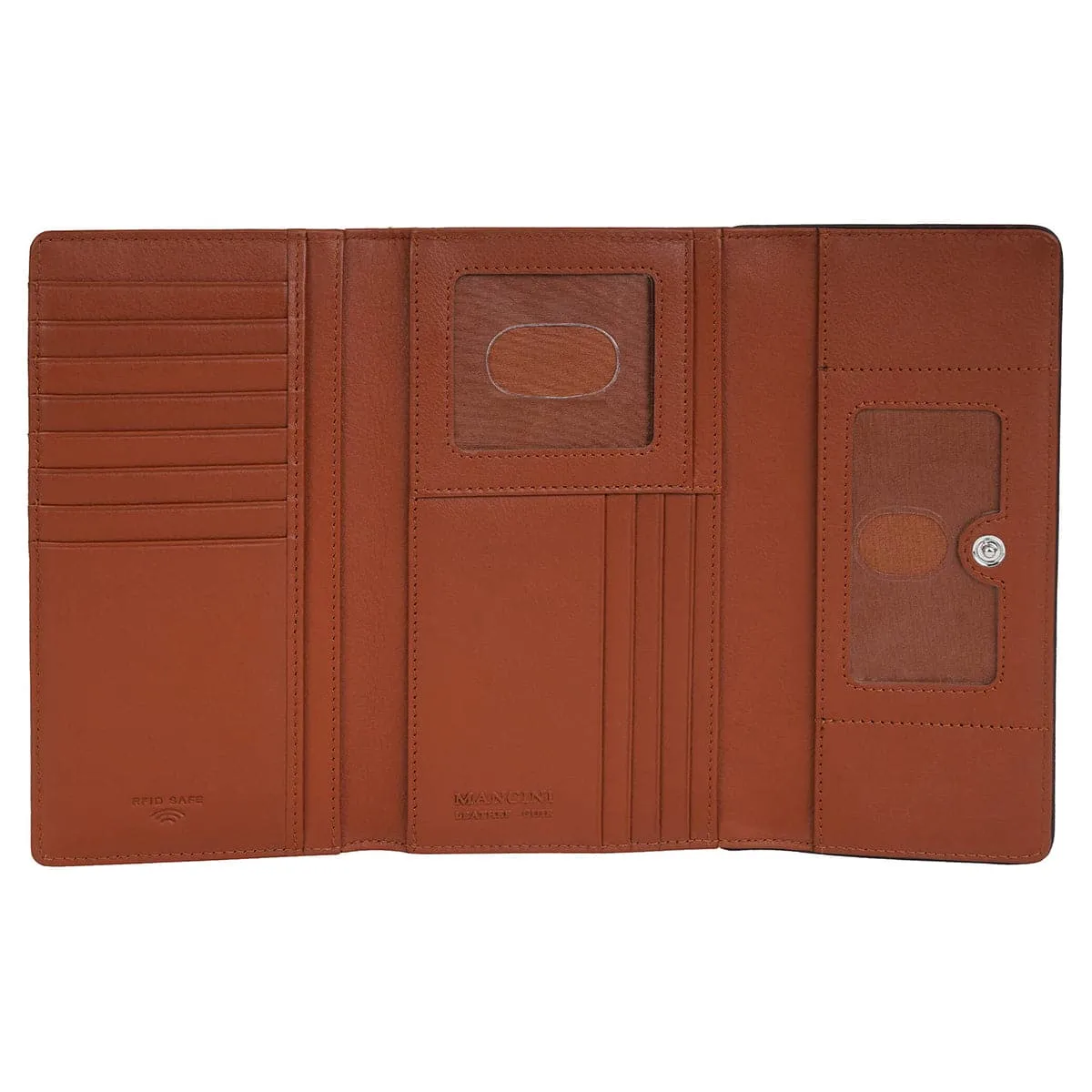 Mancini Sonoma Women's Medium Flapover Clutch Trifold Wallet with RFID Protection