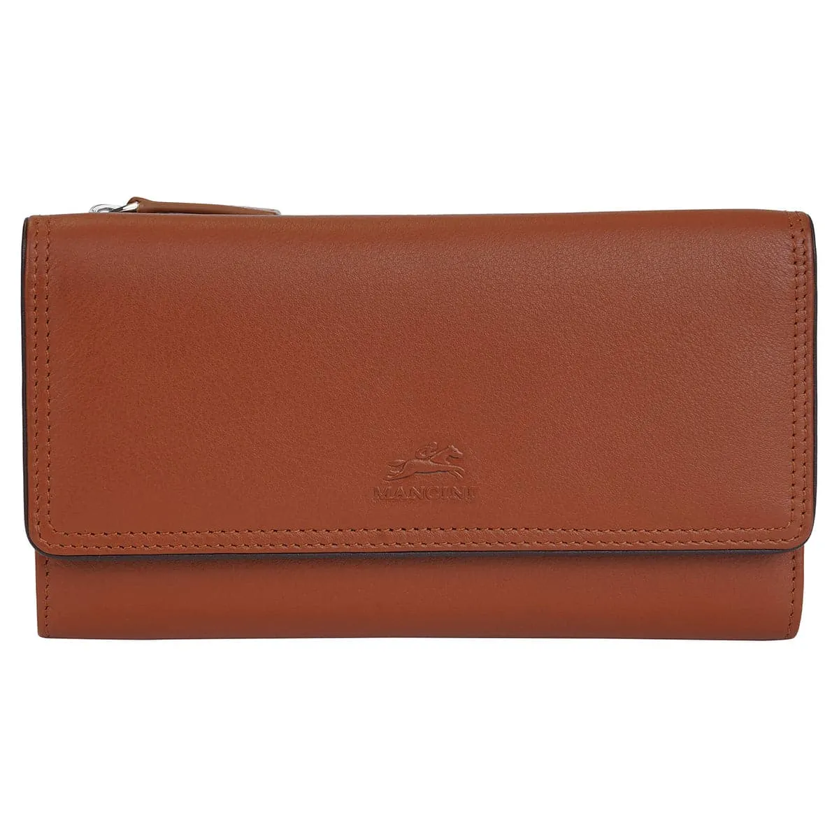 Mancini Sonoma Women's Medium Flapover Clutch Trifold Wallet with RFID Protection