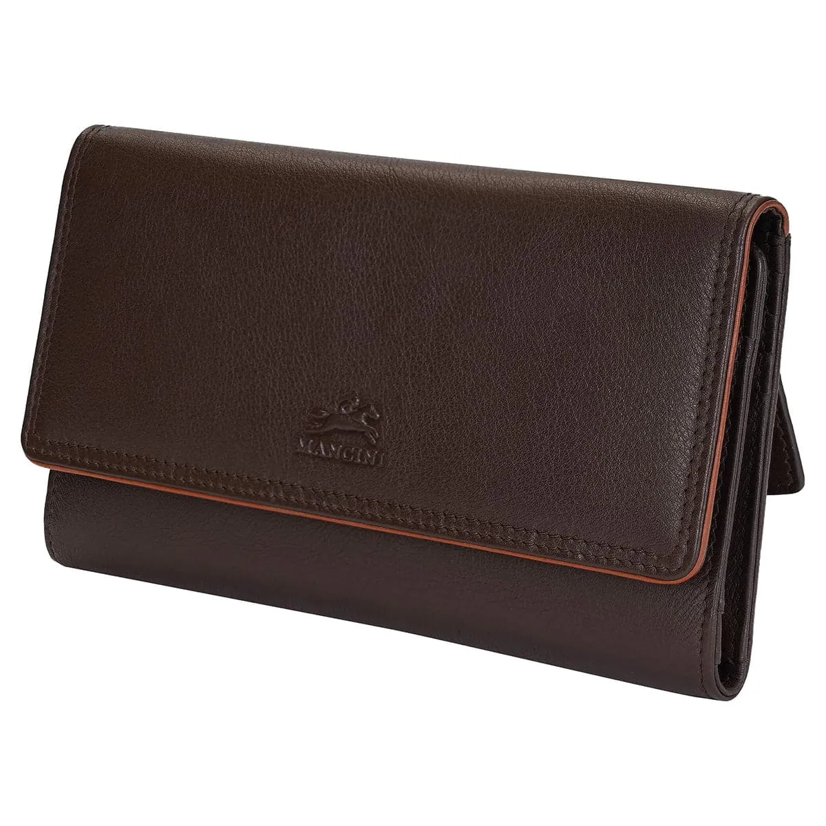 Mancini Sonoma Women's Medium Flapover Clutch Trifold Wallet with RFID Protection