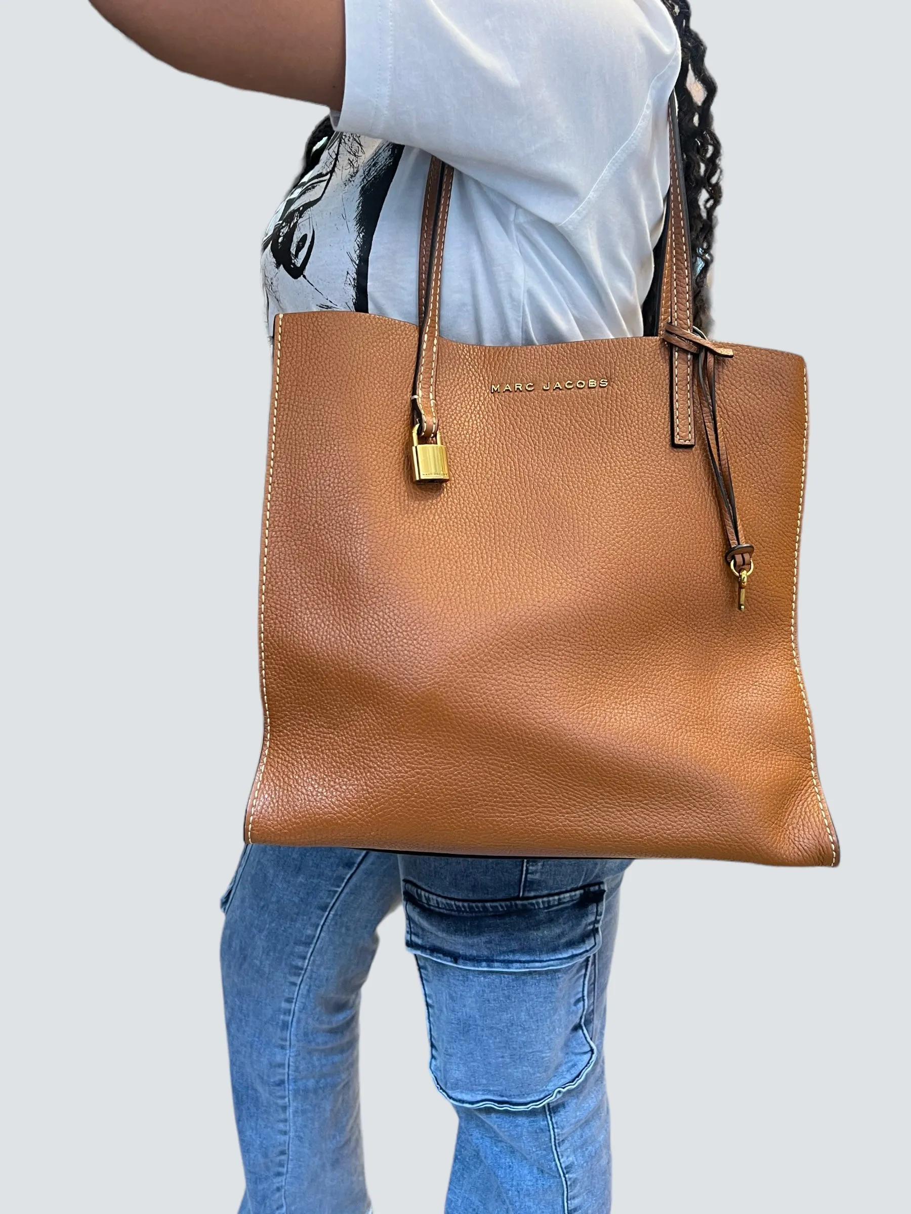 Marc Jacobs Tan Leather Large Grind Tote