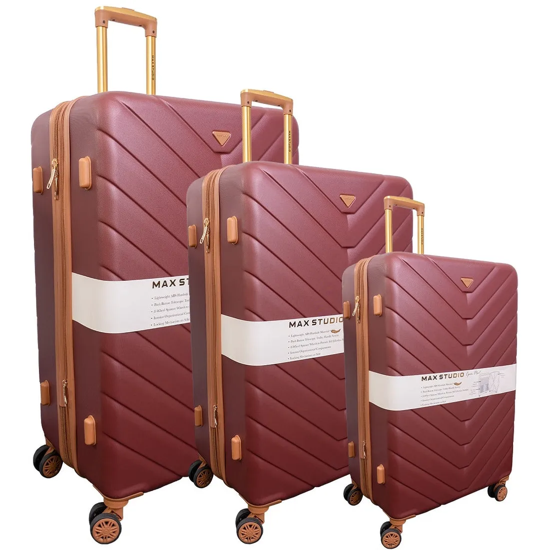 Max Studio 3 Piece Athens Expandable Lightweight Durable Suitcase Double Spinner Wheel Luggage Set