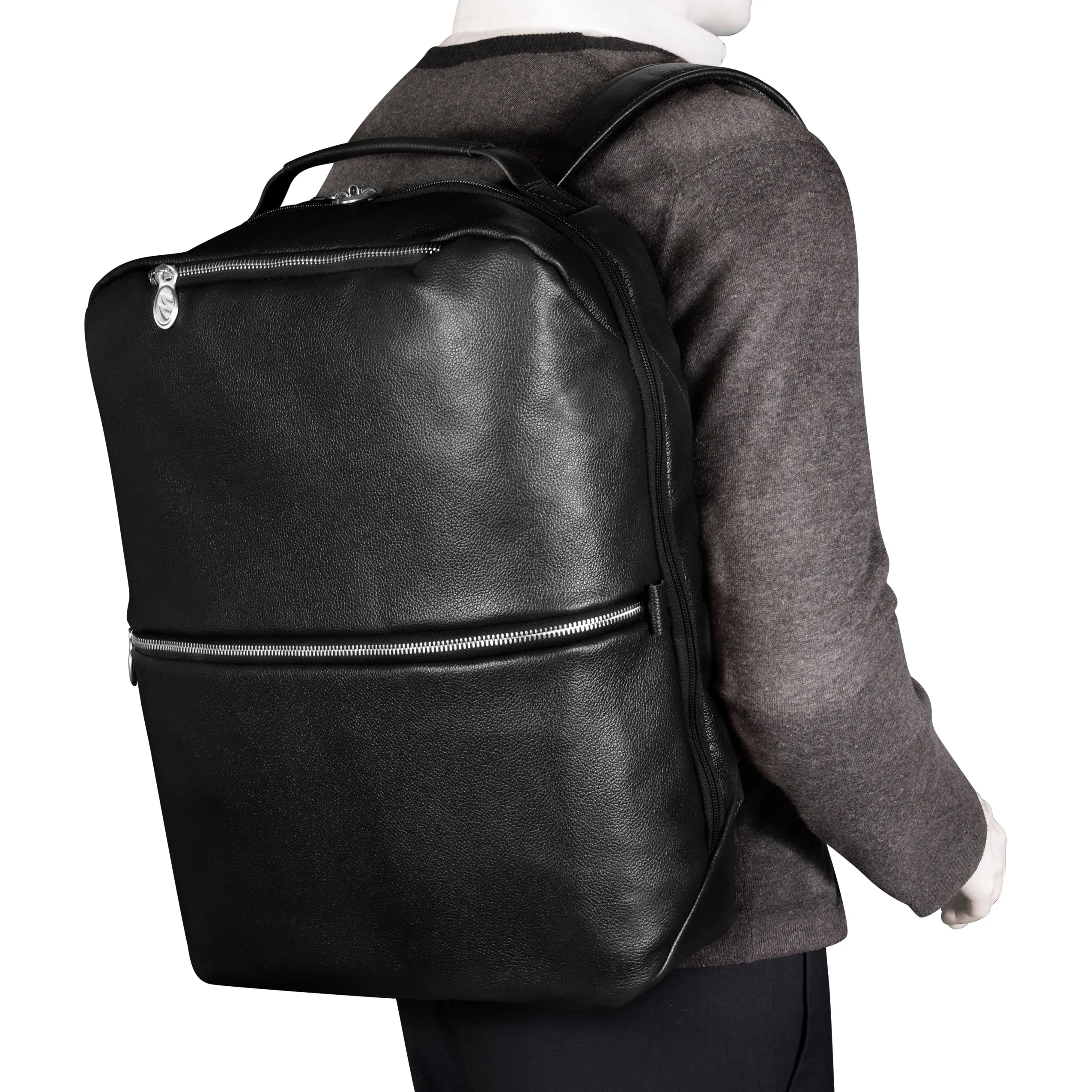 McKlein USA East Side 17" Leather 2-In-1 Laptop & Tablet Convertible Travel Backpack & Cross-Body