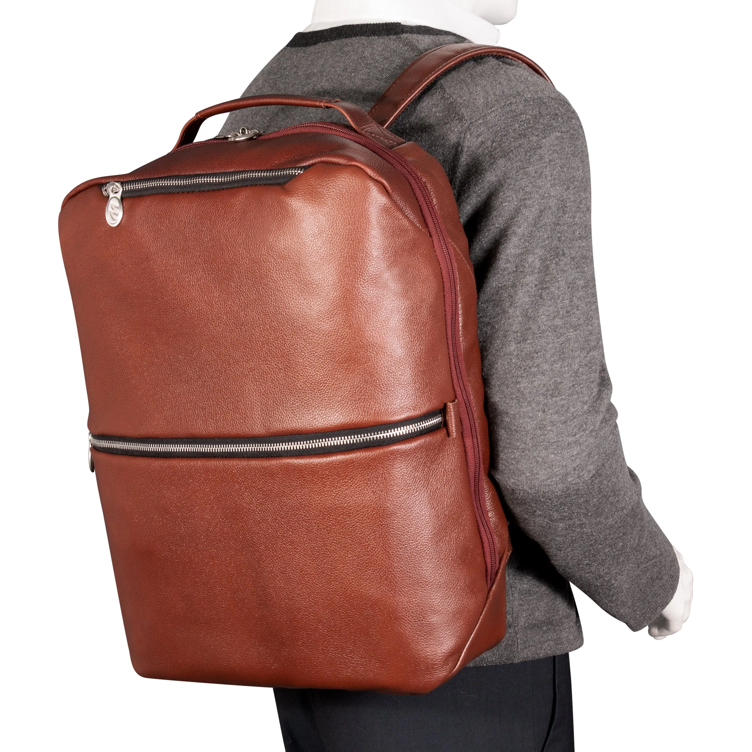 McKlein USA East Side 17" Leather 2-In-1 Laptop & Tablet Convertible Travel Backpack & Cross-Body