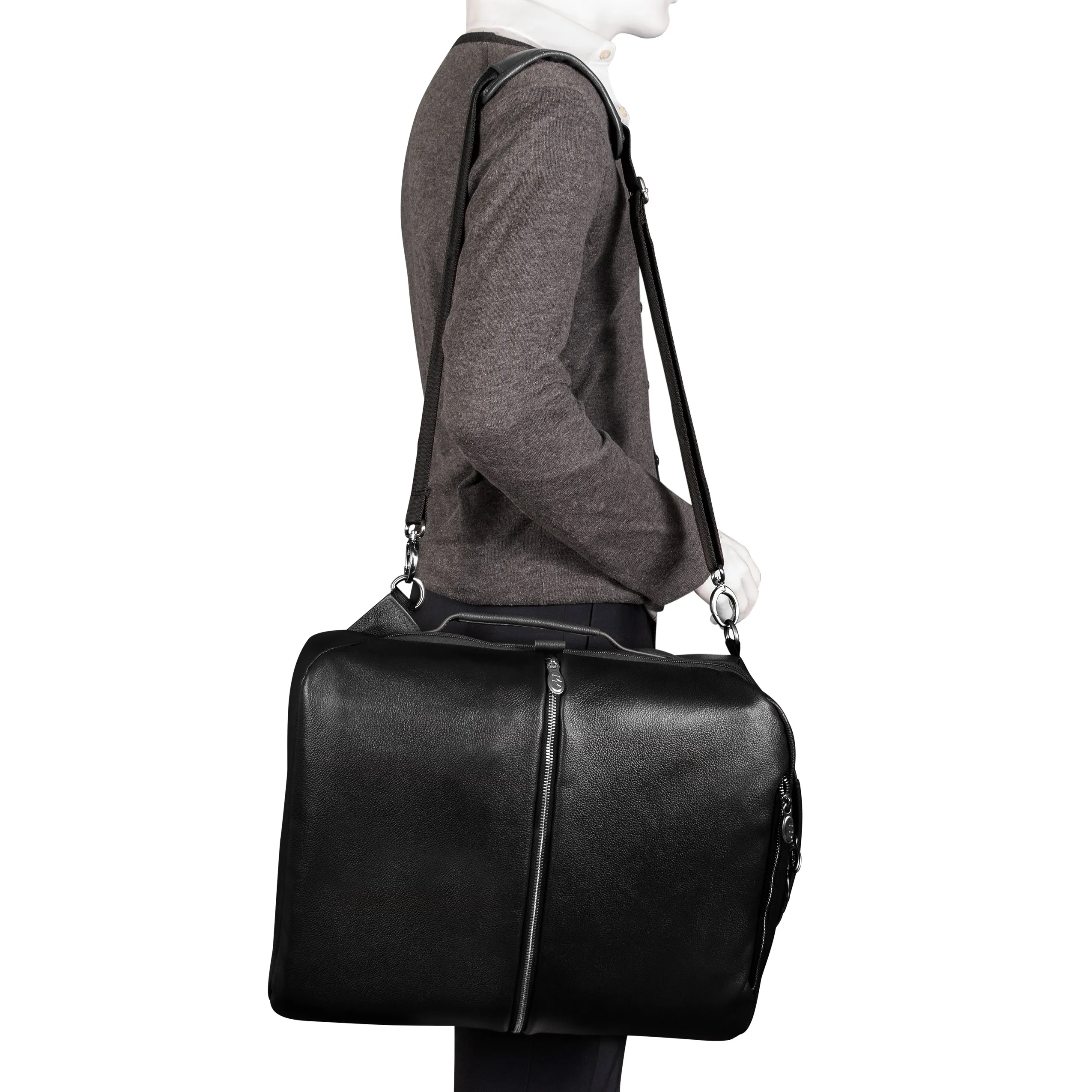McKlein USA East Side 17" Leather 2-In-1 Laptop & Tablet Convertible Travel Backpack & Cross-Body