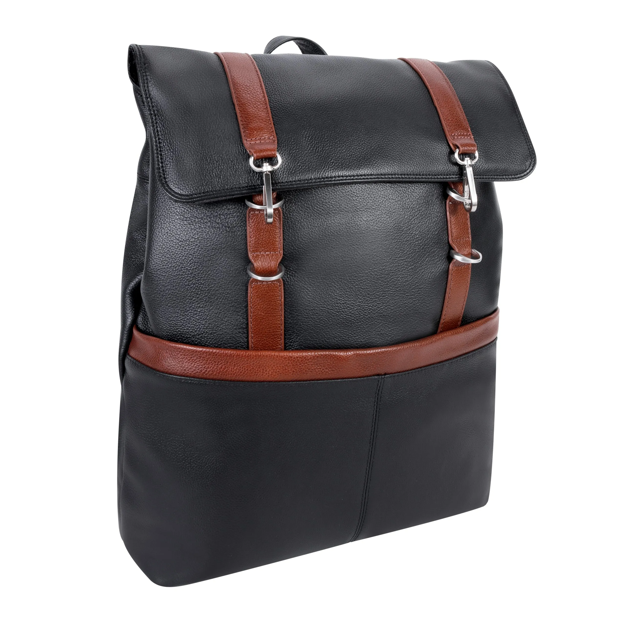 McKlein USA Element 17" Leather Two-Tone Flap-Over Laptop & Tablet Backpack