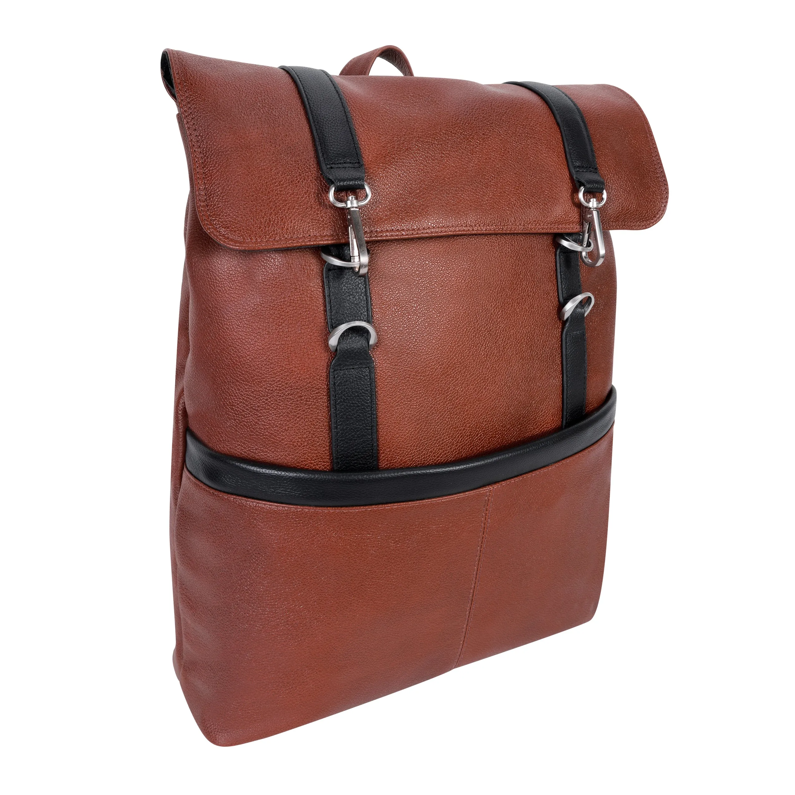 McKlein USA Element 17" Leather Two-Tone Flap-Over Laptop & Tablet Backpack