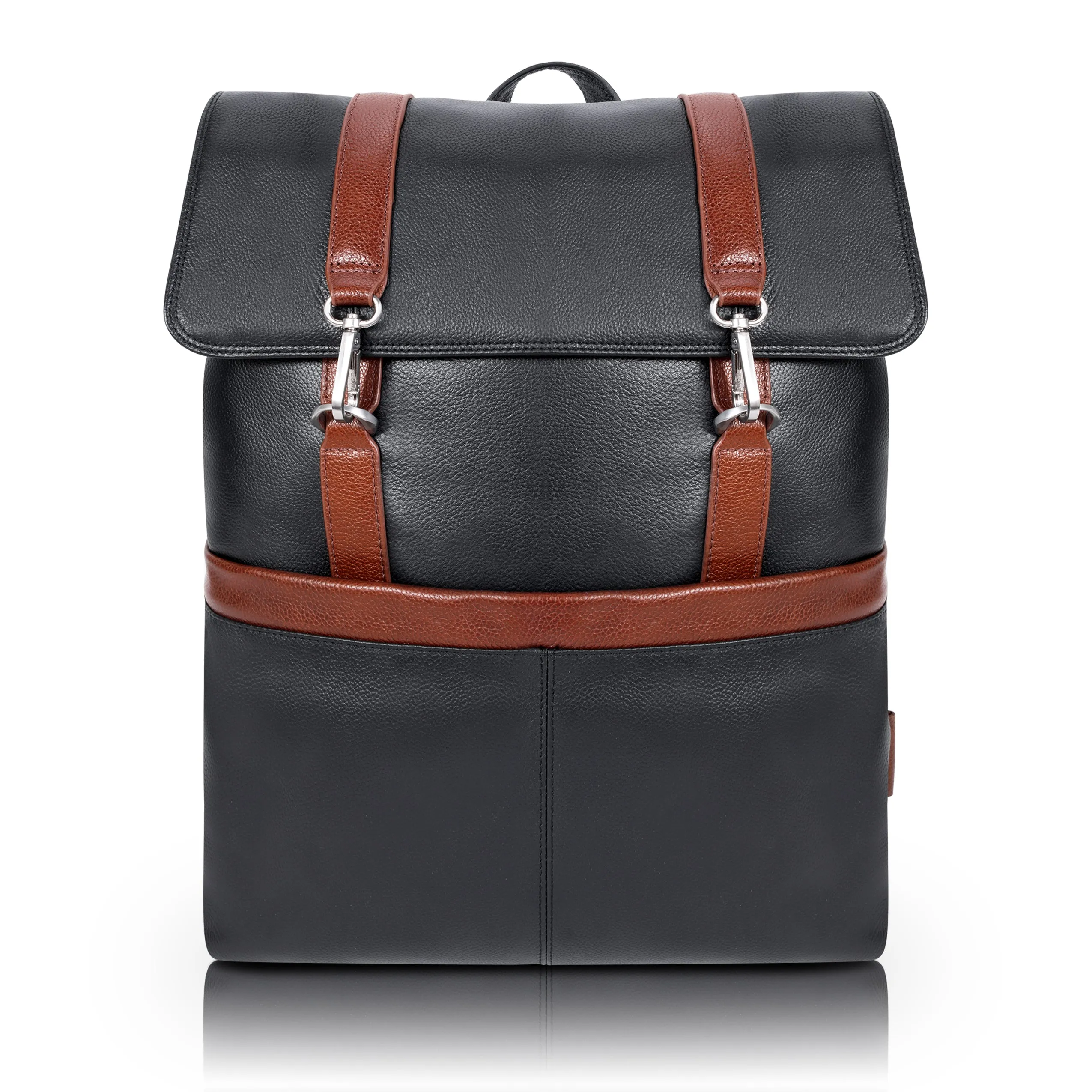 McKlein USA Element 17" Leather Two-Tone Flap-Over Laptop & Tablet Backpack