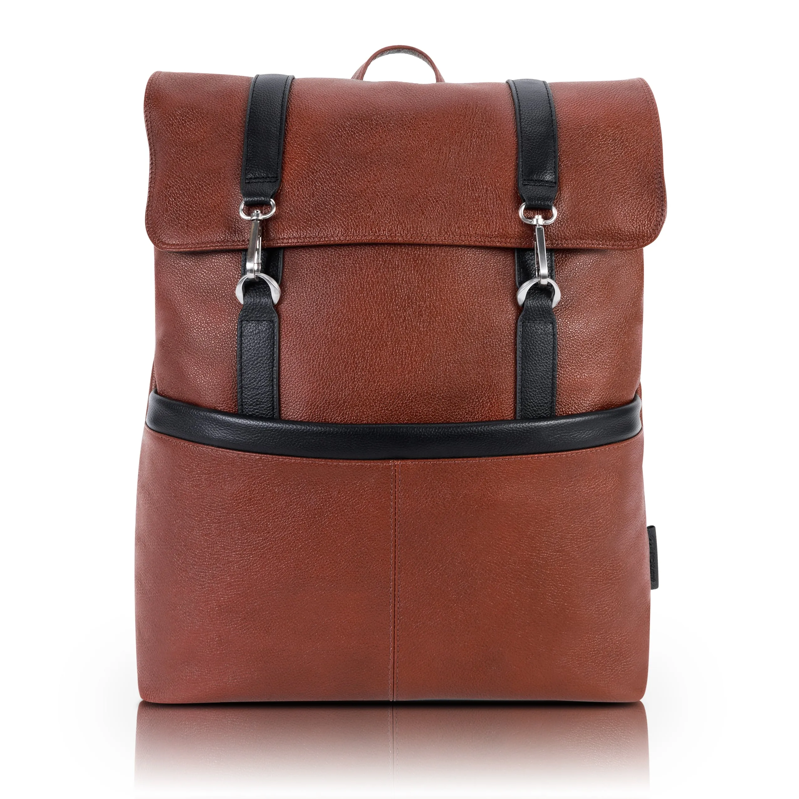 McKlein USA Element 17" Leather Two-Tone Flap-Over Laptop & Tablet Backpack