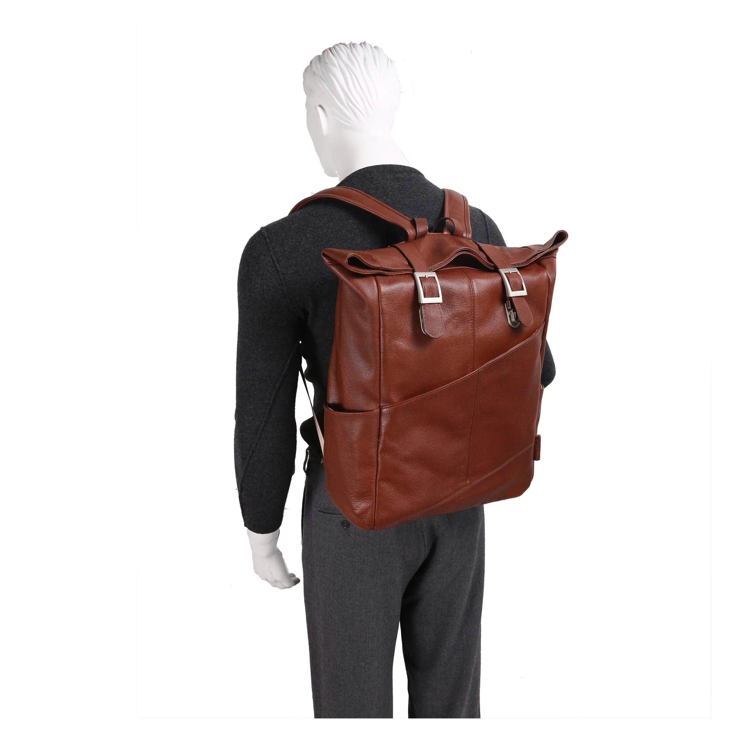 McKlein USA Kennedy 17" Leather Dual Access Laptop Backpack