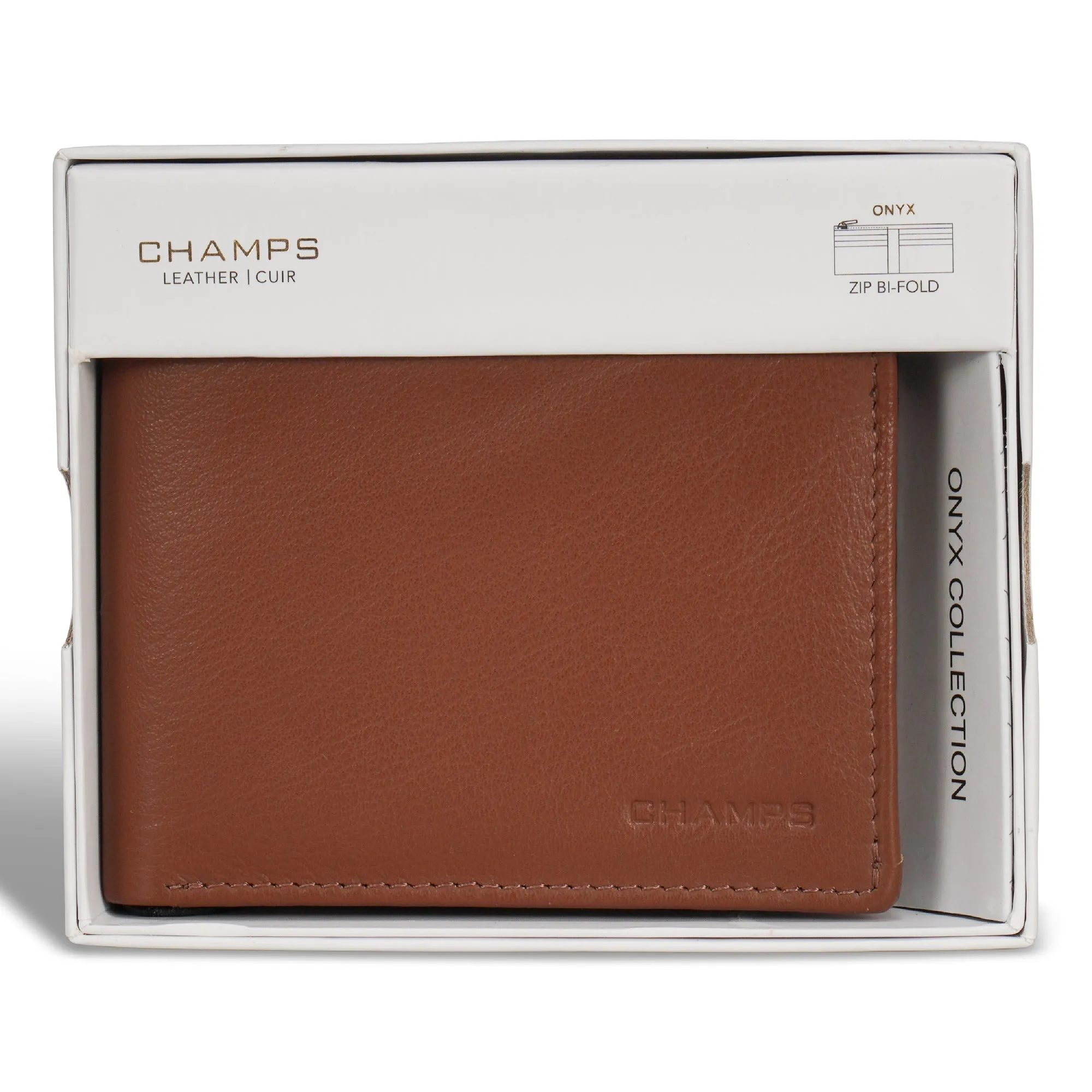 Onyx / Leather Zip Bi-Fold Wallet *Drop Ship*
