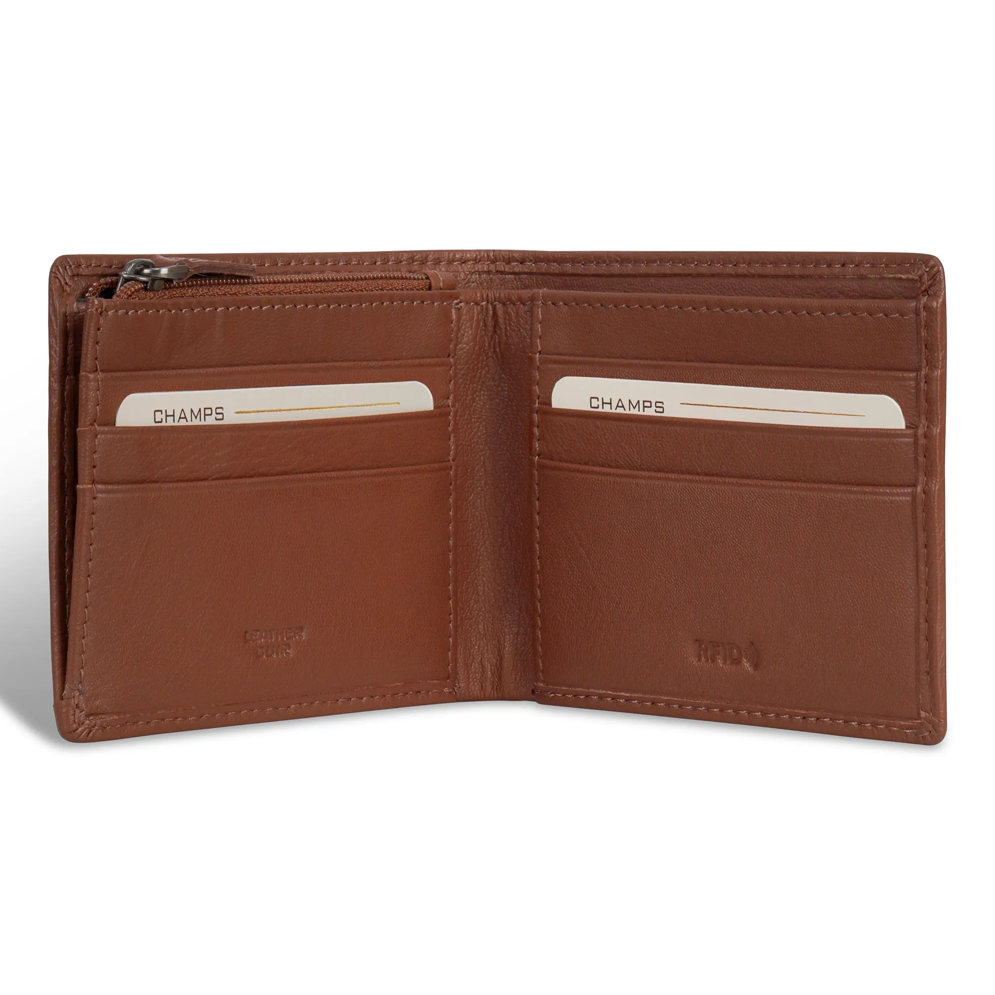 Onyx / Leather Zip Bi-Fold Wallet *Drop Ship*