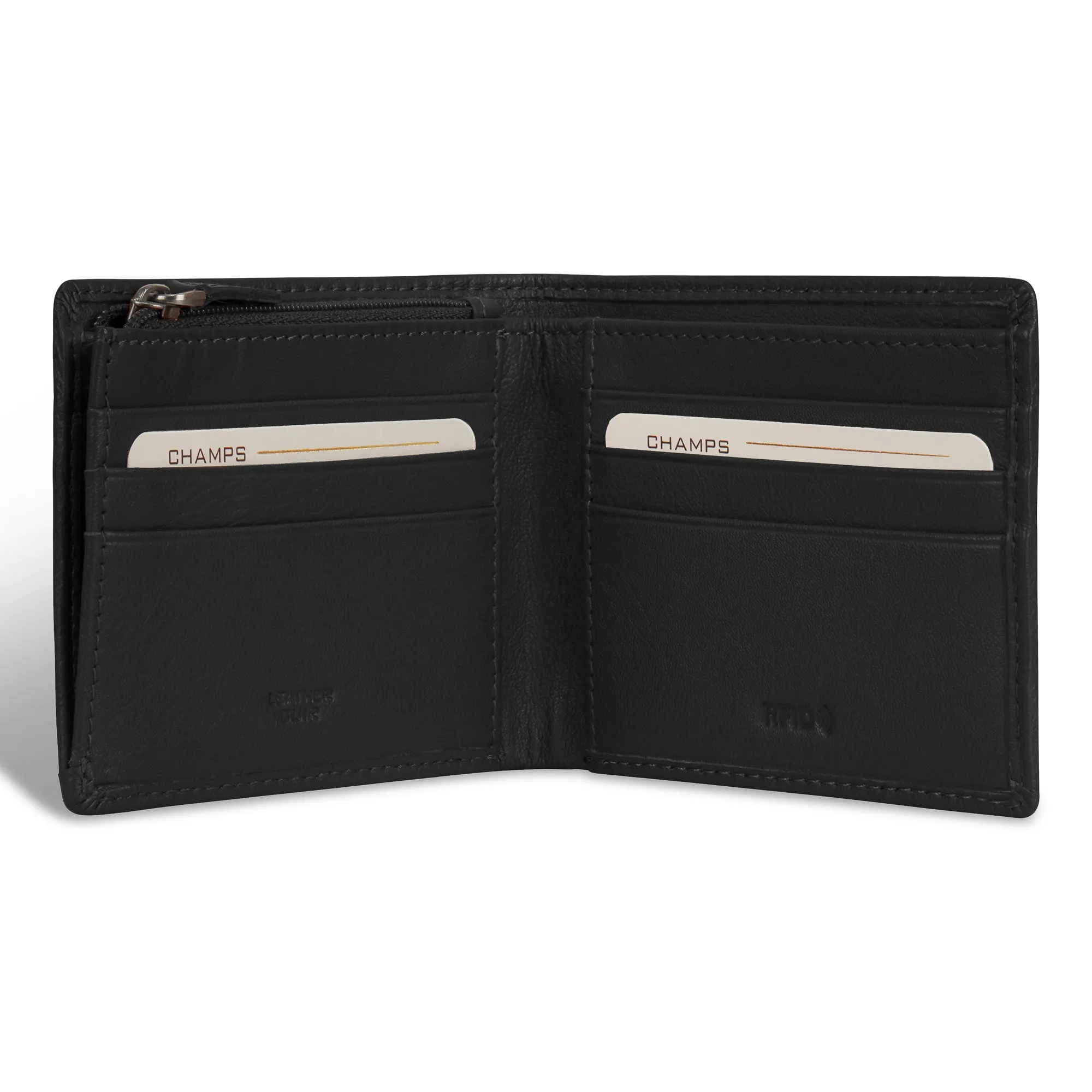Onyx / Leather Zip Bi-Fold Wallet *Drop Ship*