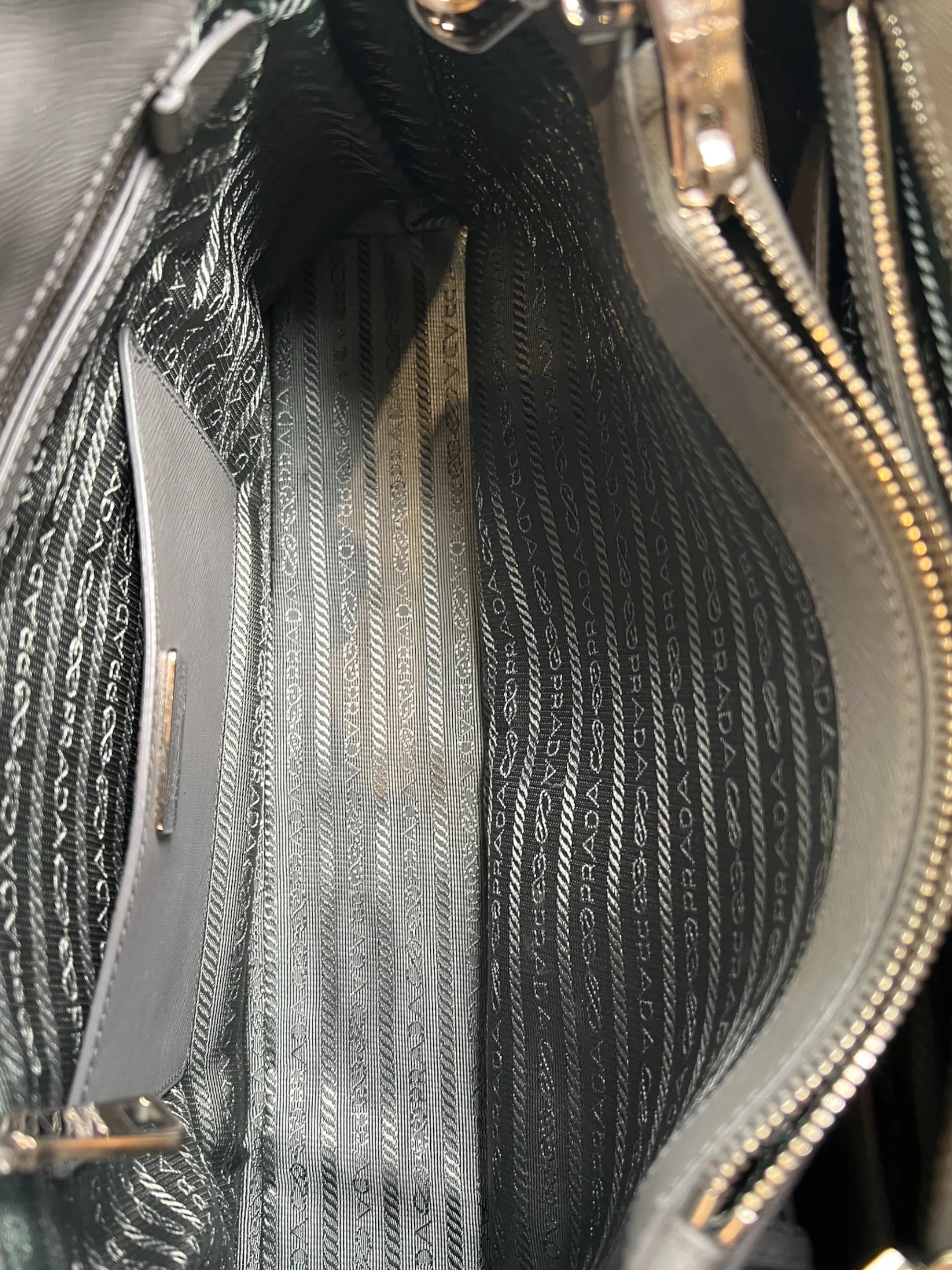 Prada Grey Saffiano Leather Large Tote