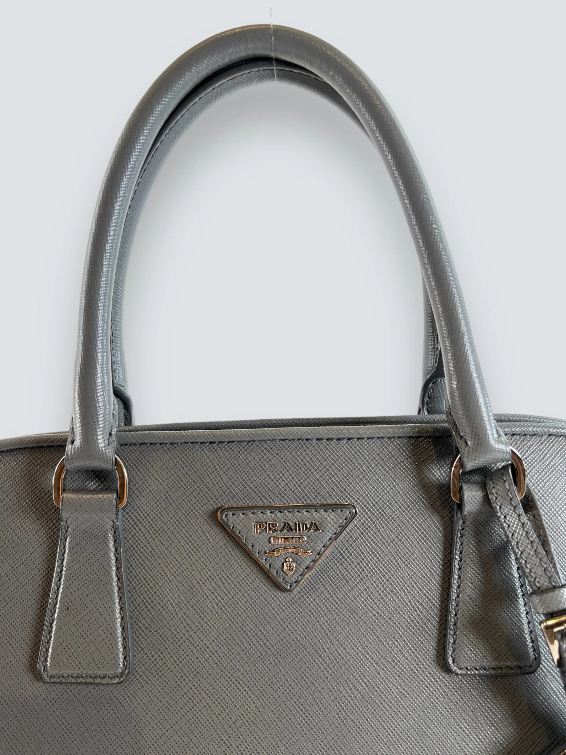 Prada Grey Saffiano Leather Large Tote