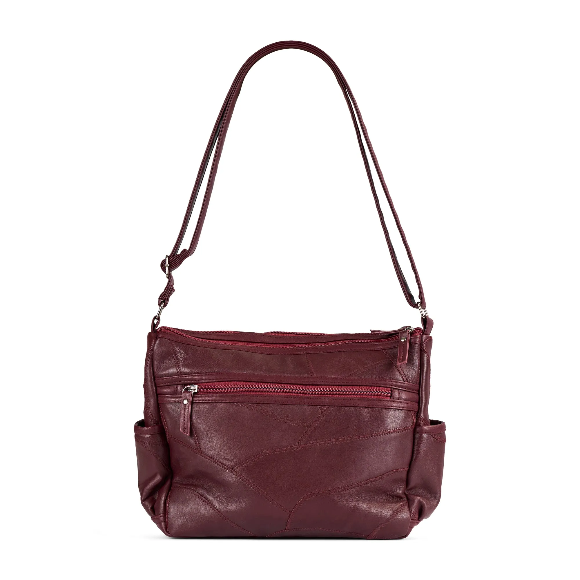 RFID Patch Leather Crossbody Handbag