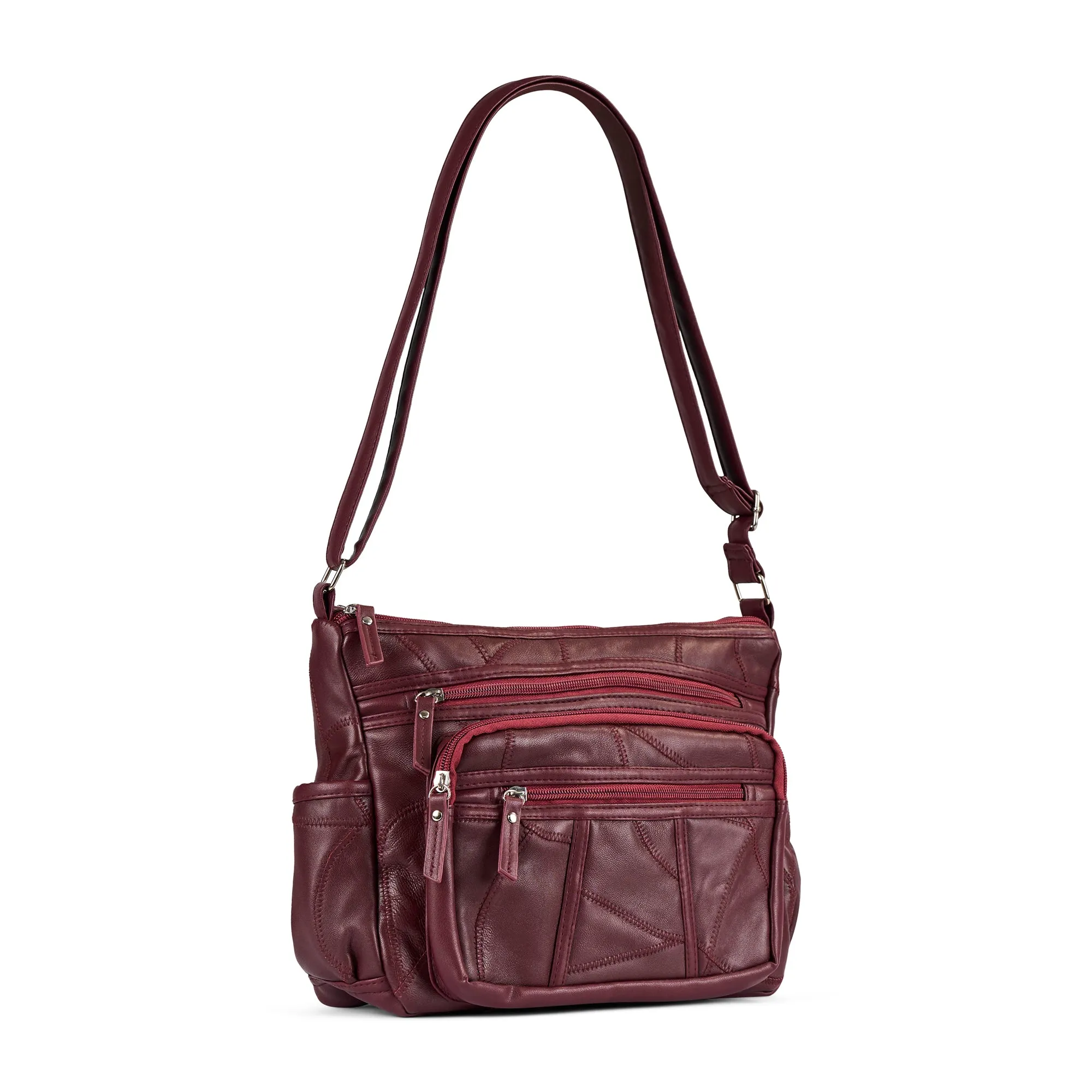 RFID Patch Leather Crossbody Handbag