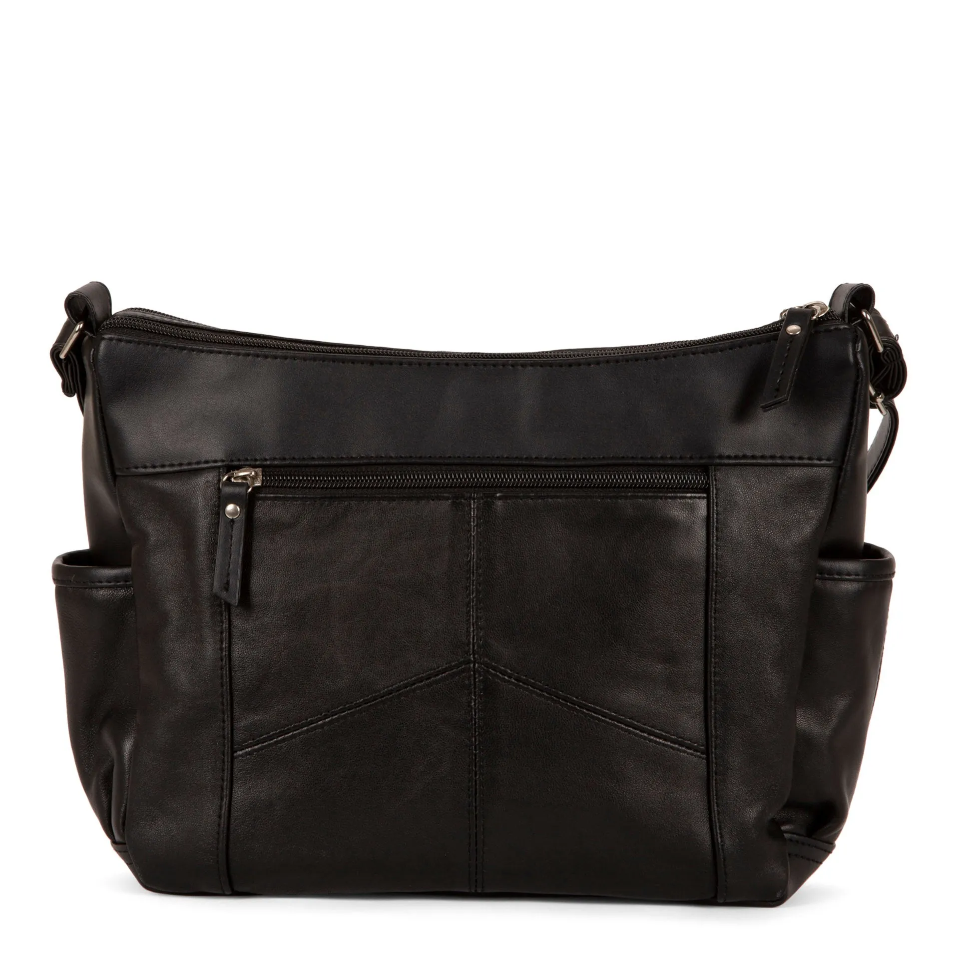 RFID Patch Leather Crossbody Handbag