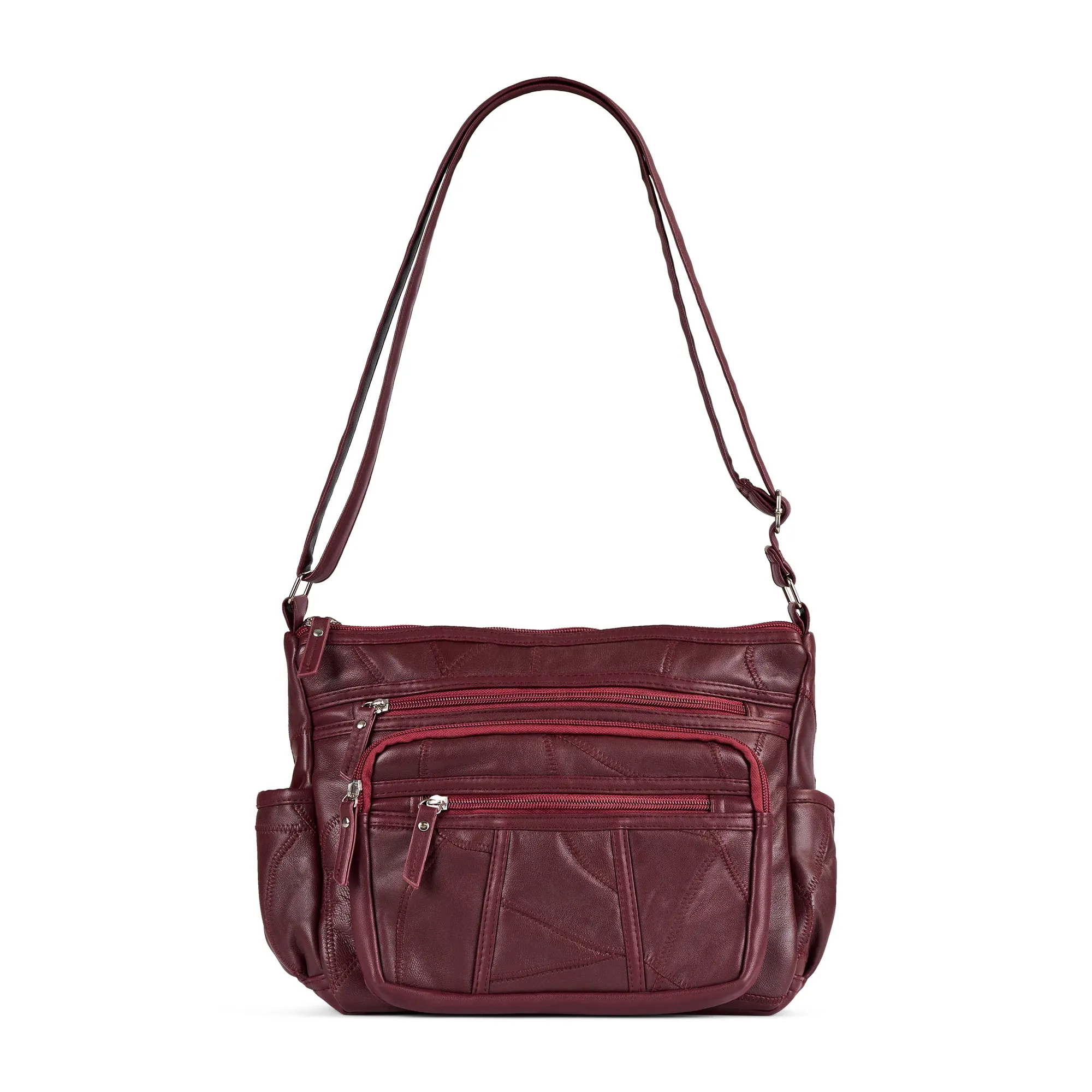 RFID Patch Leather Crossbody Handbag