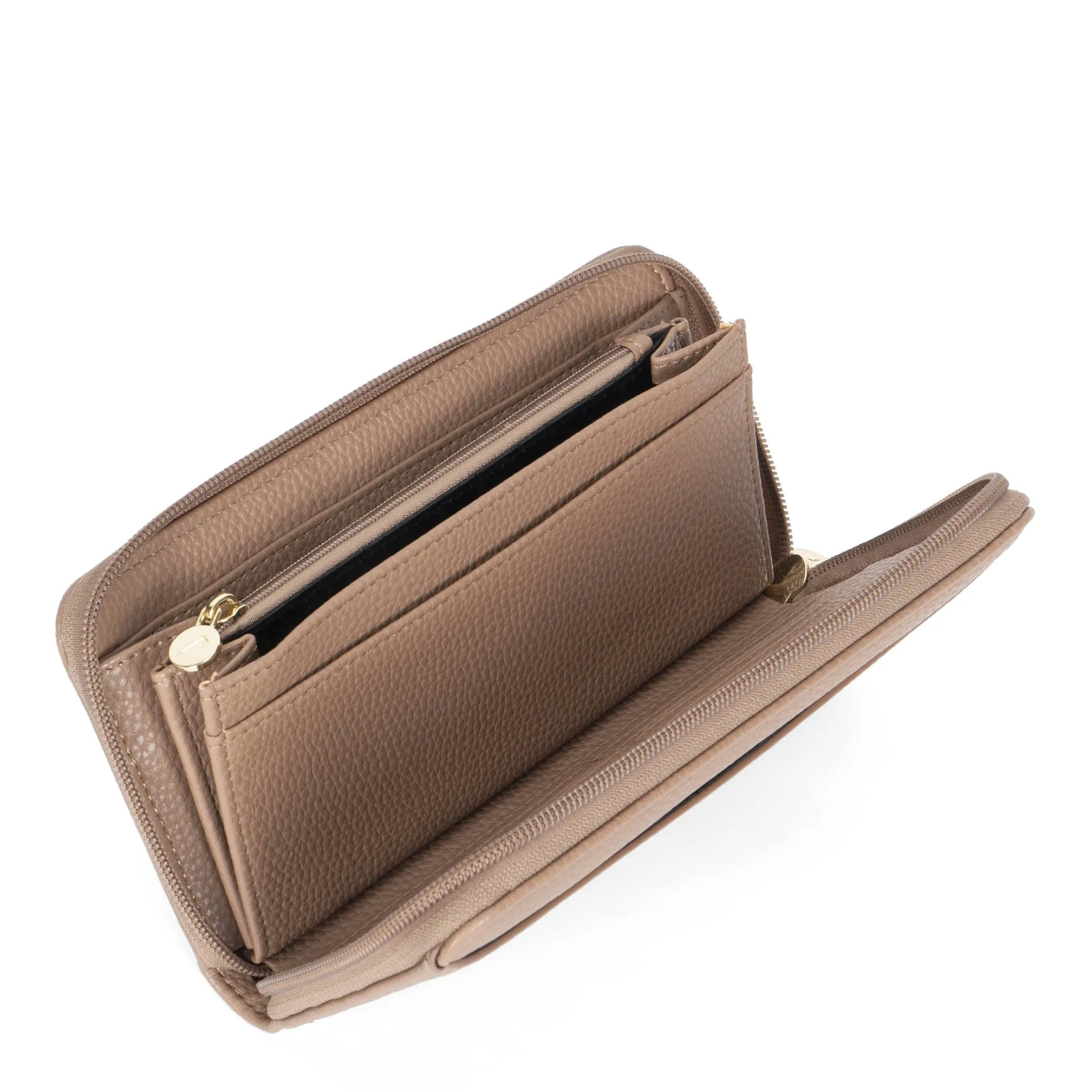 Riona Ivy Pebbled RFID Zip Around Wallet