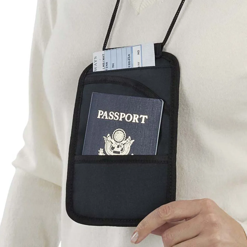 Smooth Trip RFID Blocking Boarding Pass Holder Neck Pouch Wallet