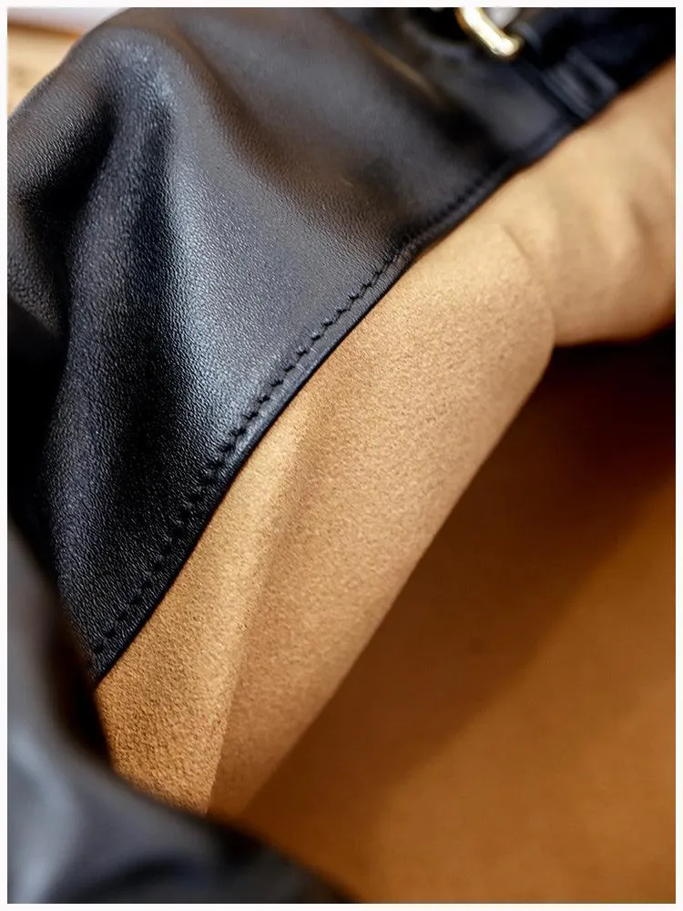 Soft Lambskin Leather Drawstring Cloud Bag | Chain & Knot Shoulder, Crossbody & Handbag for Women