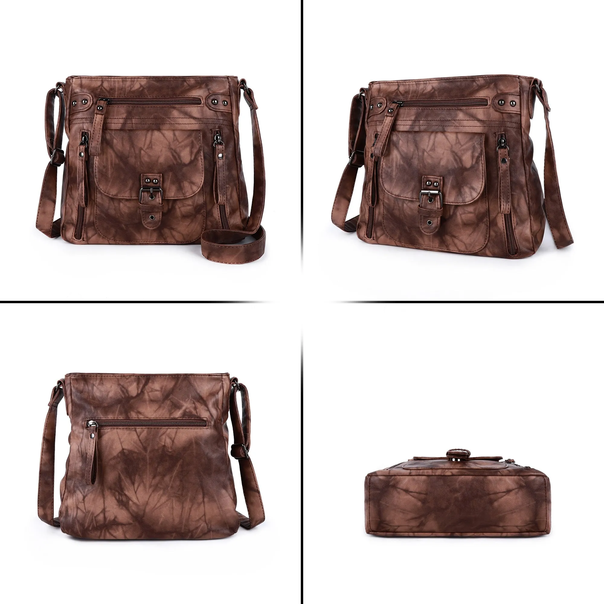 Solid color tie-dye crossbody bag
