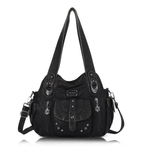 Tote retro solid color spacious unique texture wandering bag