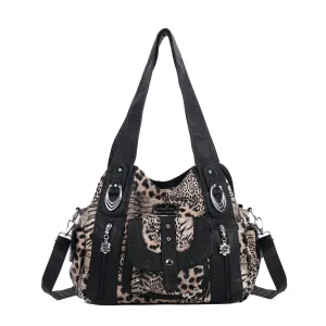 Tote solid color retro tie-dye spacious unique texture of the wandering bag