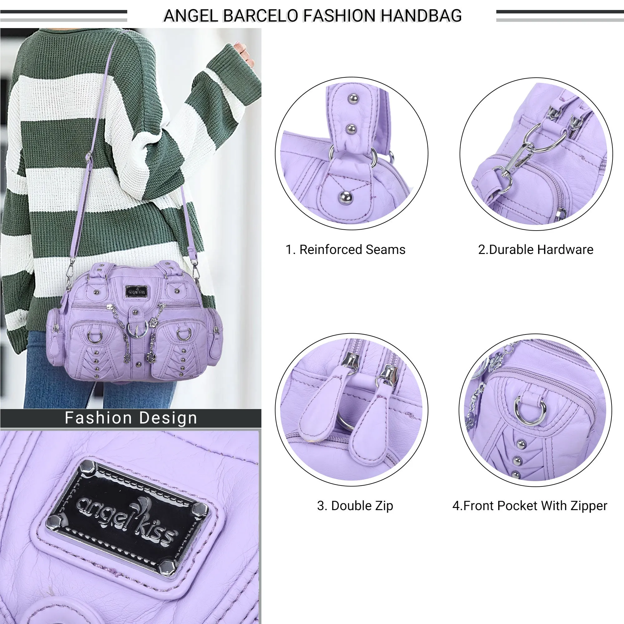 Washed Desigher Handbag For Women with Multi pockets