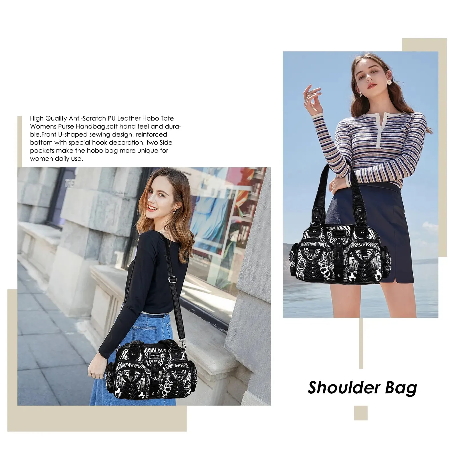Washed Desigher Handbag For Women with Multi pockets