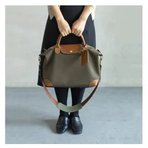 Waterproof Nylon and Cowhide Tote Bag, Handcrafted Women Shoulder Bag, Men Traveling Bag, Laptop Bag, Weekend Bag, Work Commutes Bag