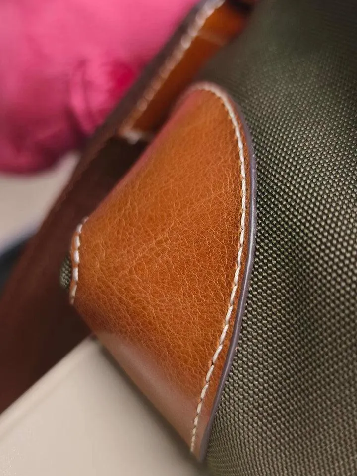 Waterproof Nylon and Cowhide Tote Bag, Handcrafted Women Shoulder Bag, Men Traveling Bag, Laptop Bag, Weekend Bag, Work Commutes Bag