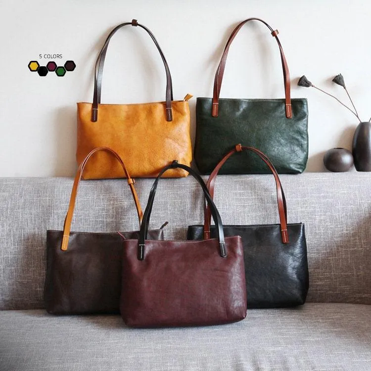 Women Pure Leather Tote Bag | Large Italian Leather Handcrafted Shopper Bag | Spacious Durable | Full Grain Leather | Black Colour