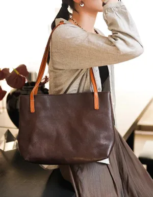 Women Pure Leather Tote Bag | Large Italian Leather Handcrafted Shopper Bag | Spacious Durable | Full Grain Leather | Black Colour