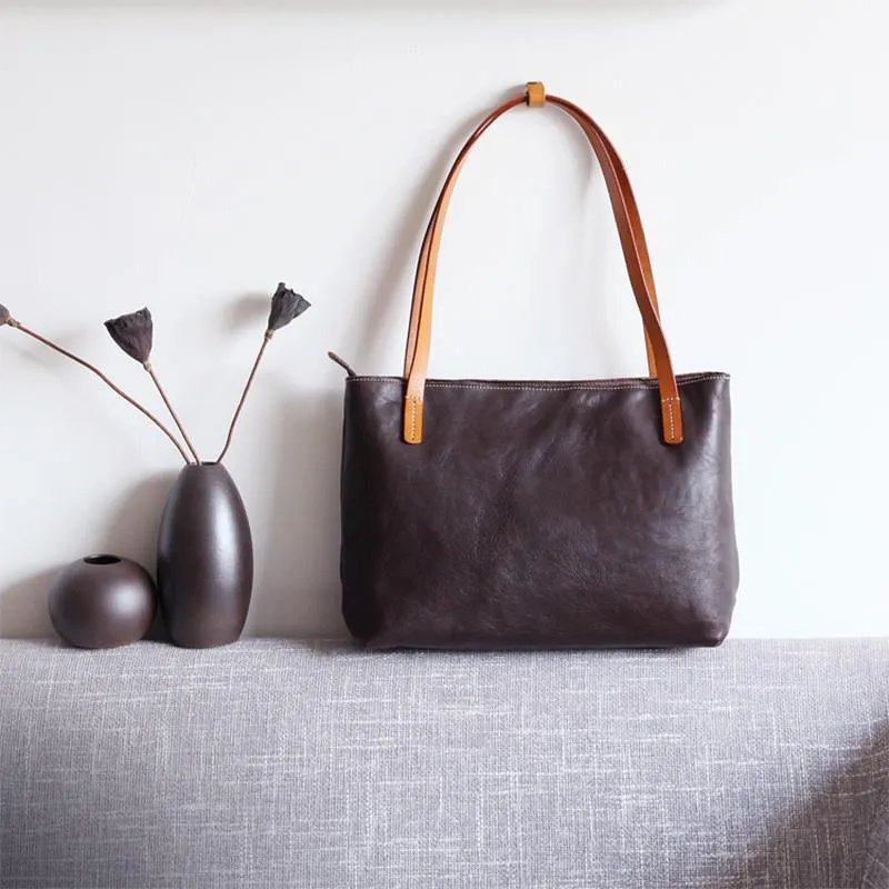 Women Pure Leather Tote Bag | Large Italian Leather Handcrafted Shopper Bag | Spacious Durable | Full Grain Leather | Black Colour