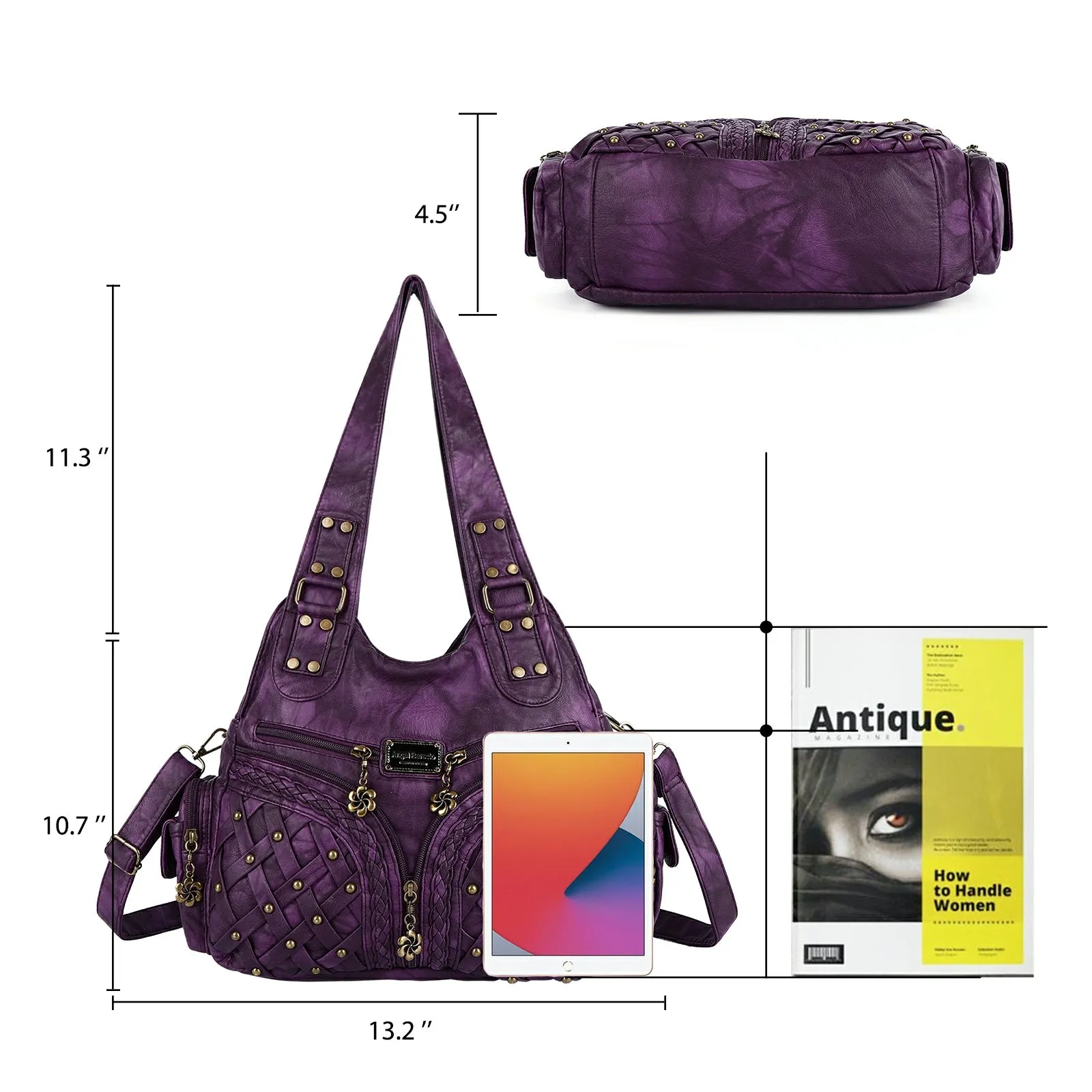 Women shoulder Handbag of High Quality Washed PU Leather