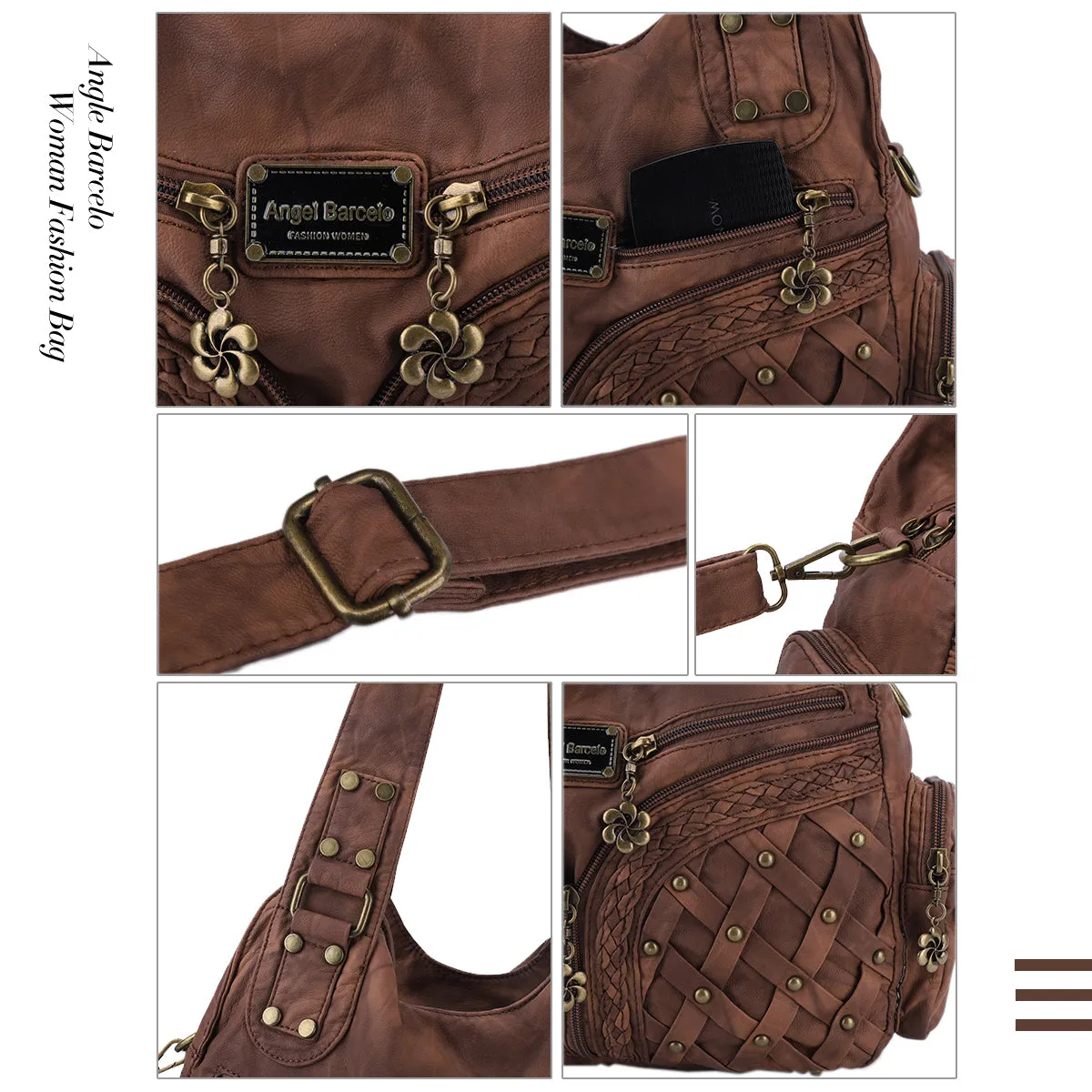Women shoulder Handbag of High Quality Washed PU Leather