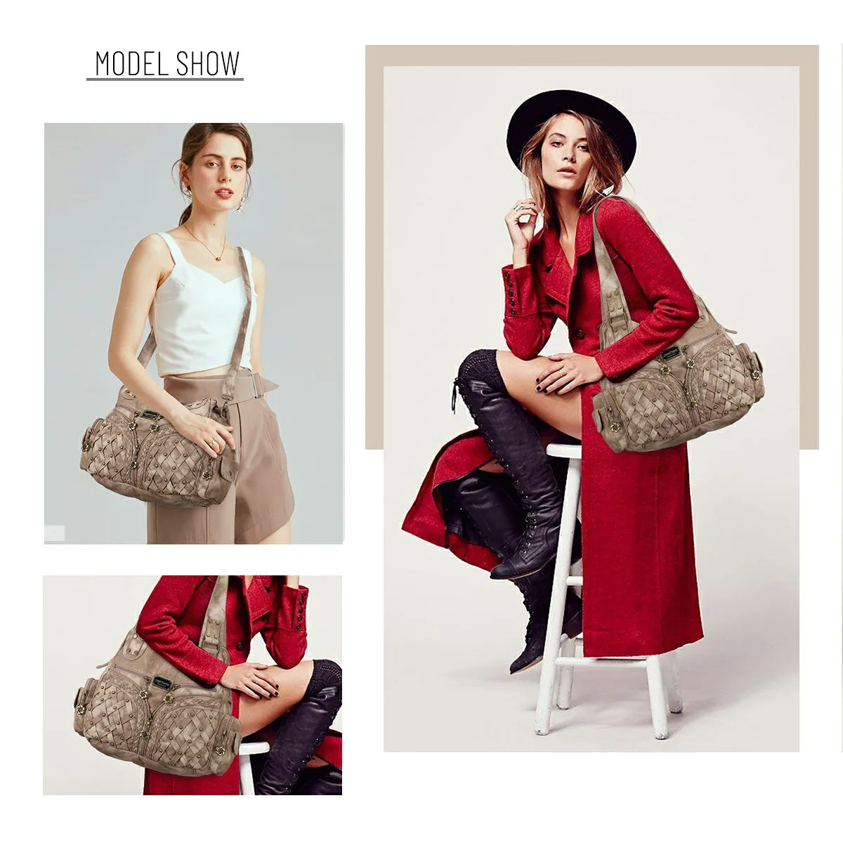 Women shoulder Handbag of High Quality Washed PU Leather