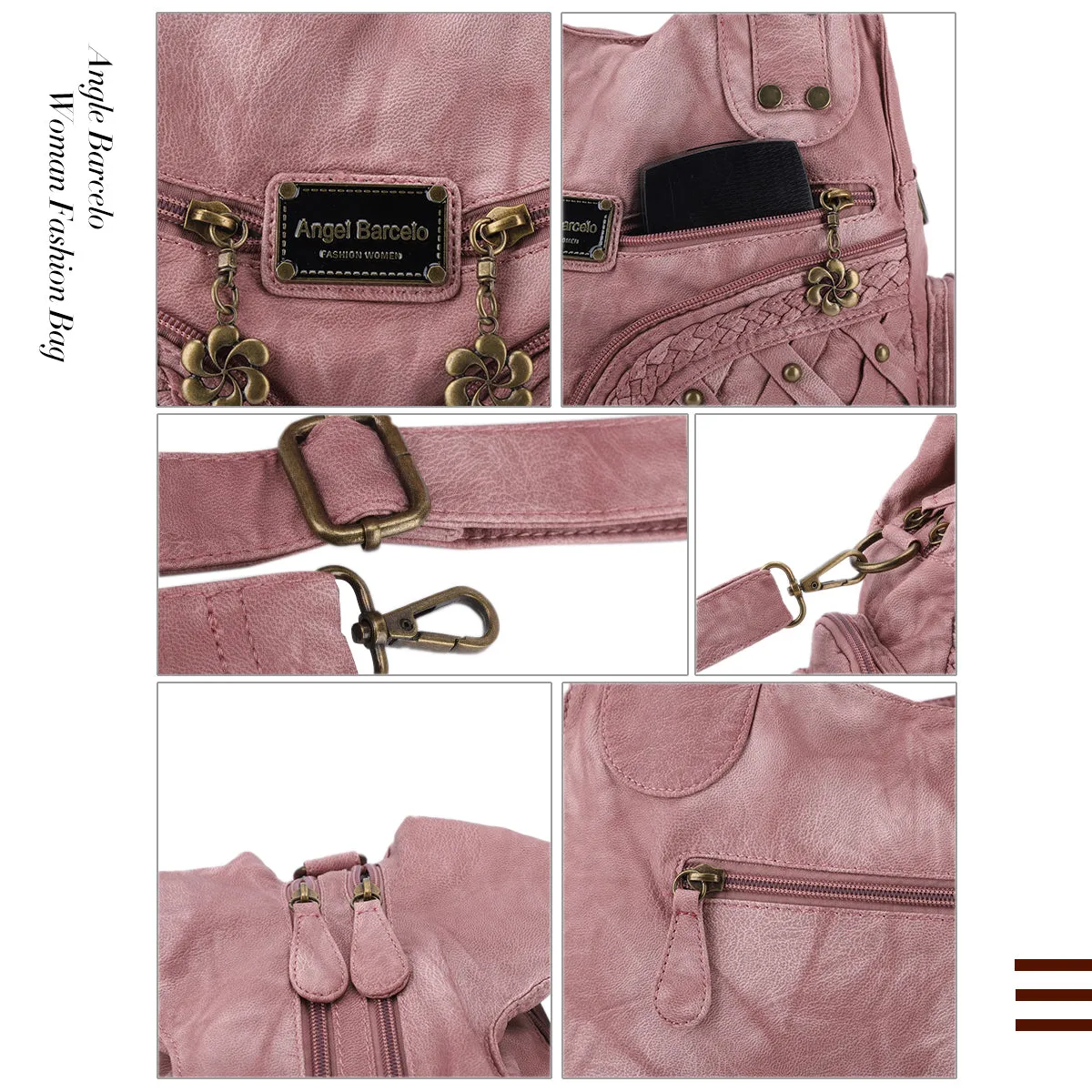 Women shoulder Handbag of High Quality Washed PU Leather