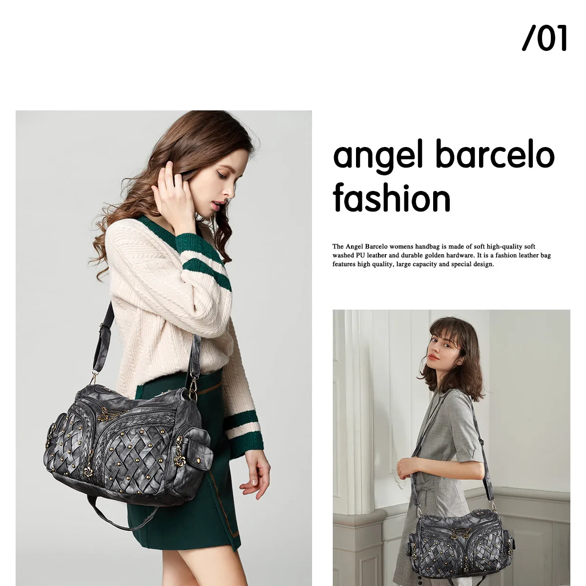 Women shoulder Handbag of High Quality Washed PU Leather