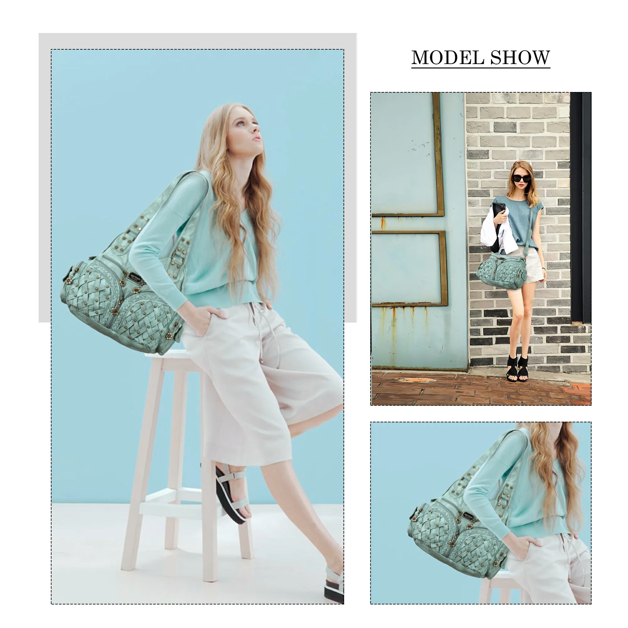 Women shoulder Handbag of High Quality Washed PU Leather
