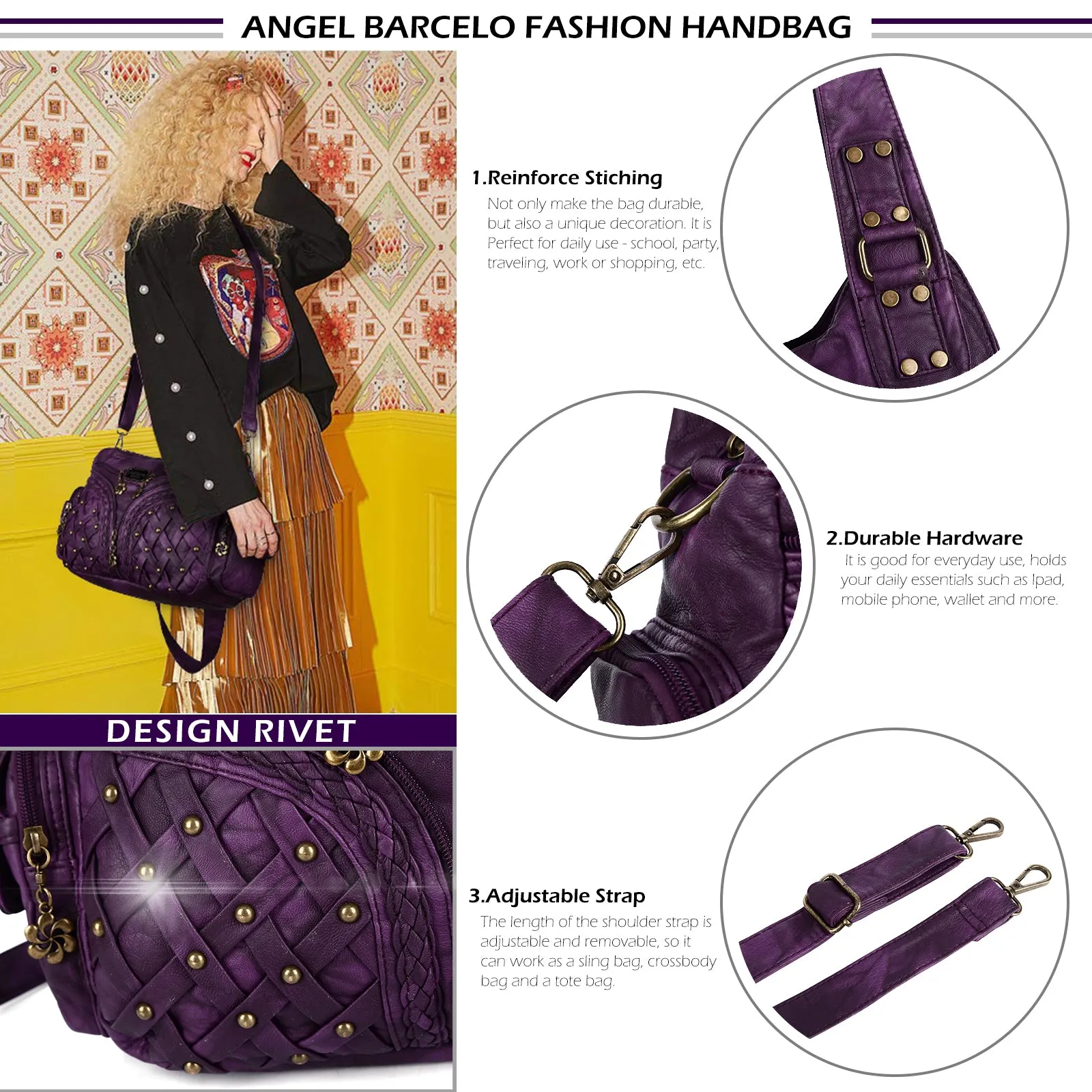 Women shoulder Handbag of High Quality Washed PU Leather